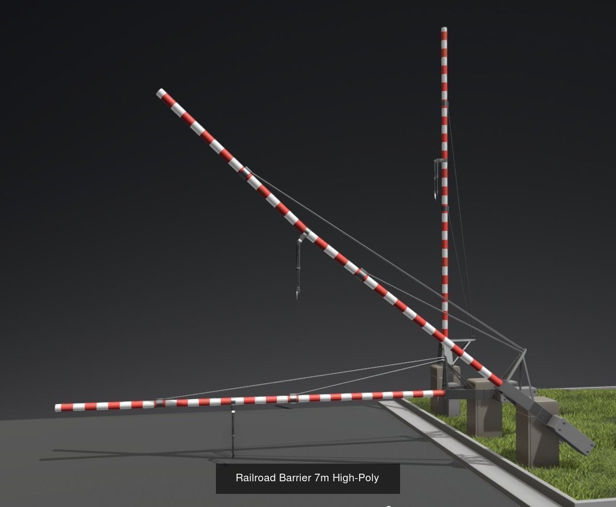 Railroad Barrier 7m High and Low-Poly Version 3D Model Collection_3