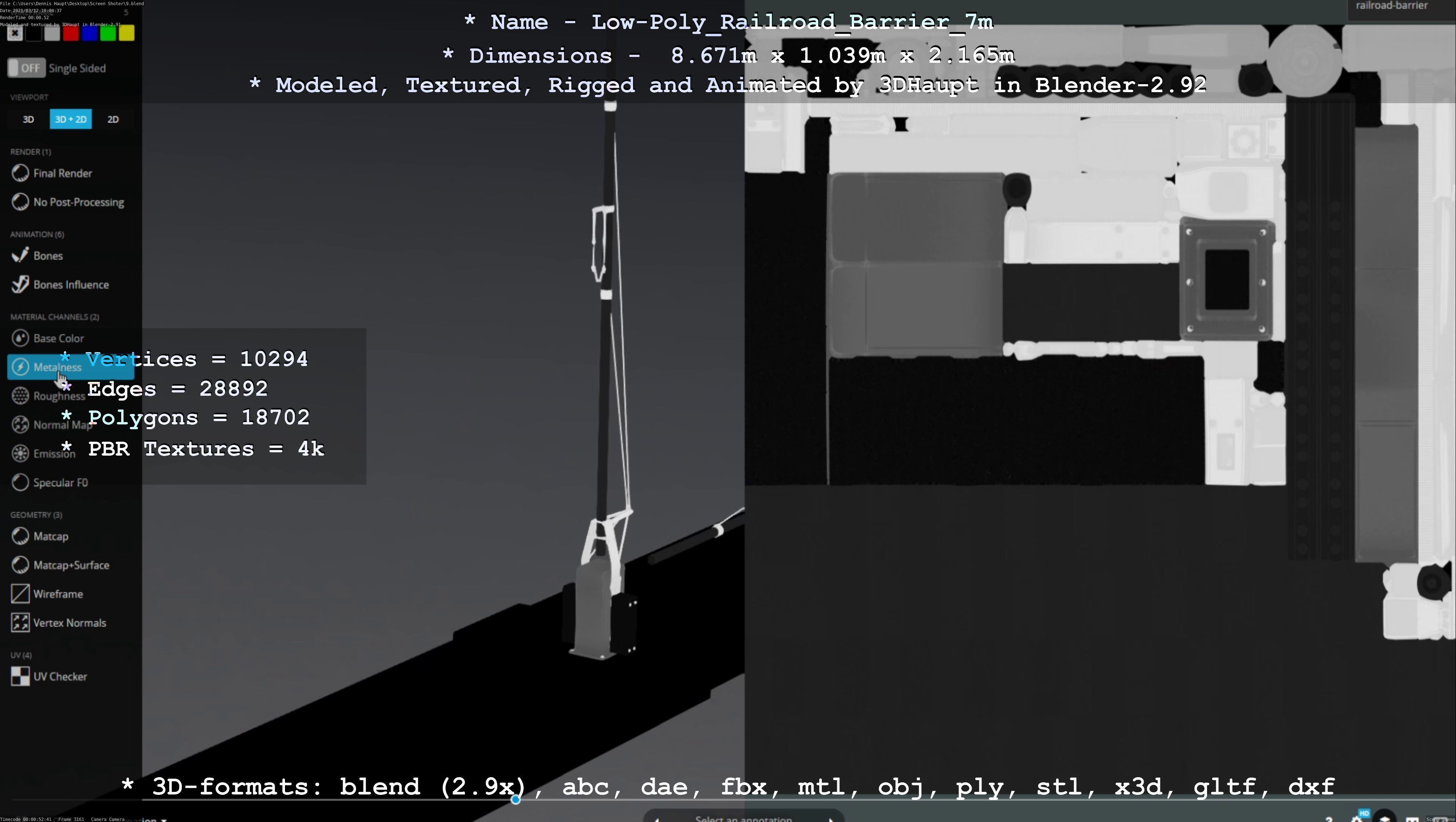 Railroad Barrier 7m High and Low-Poly Version 3D Model Collection_25