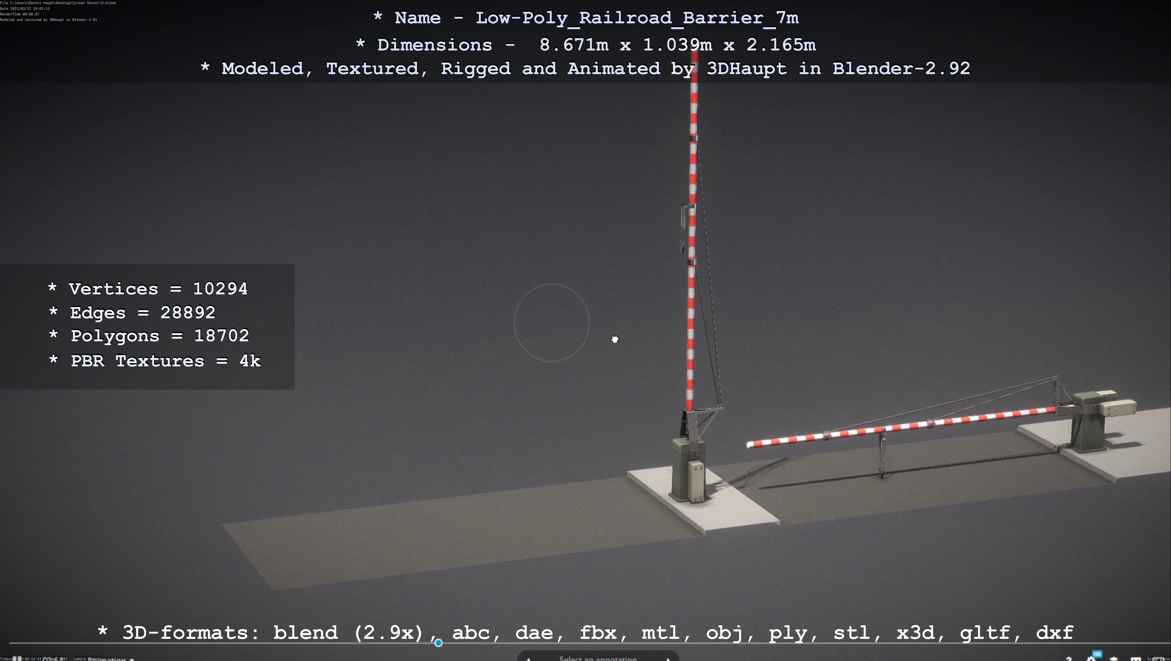 Railroad Barrier 7m High and Low-Poly Version 3D Model Collection_33
