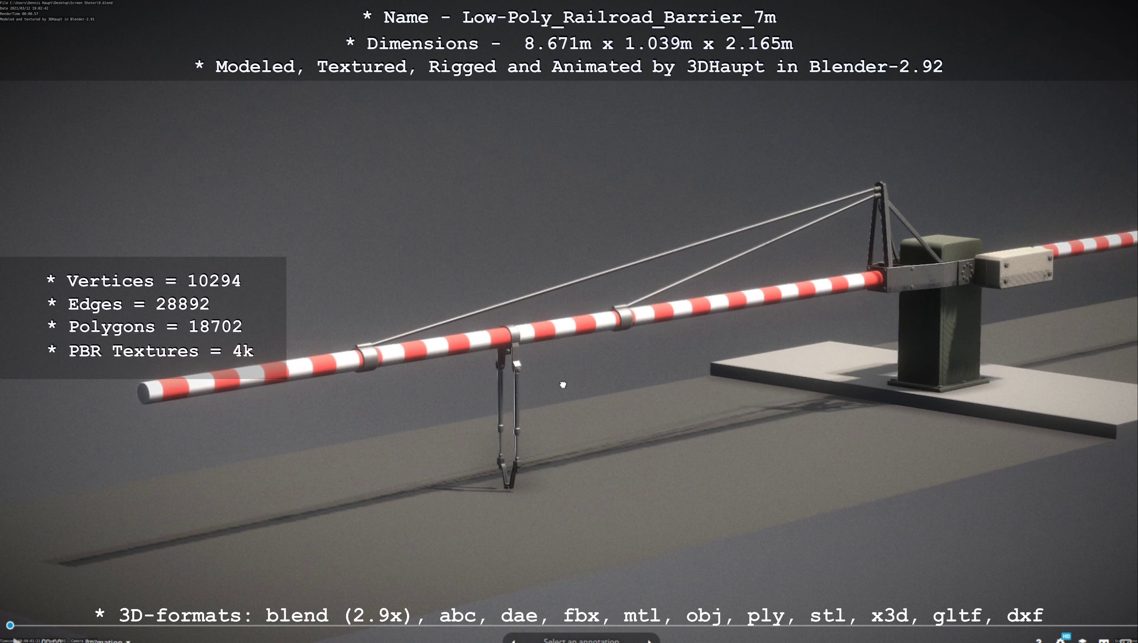 Railroad Barrier 7m High and Low-Poly Version 3D Model Collection_35
