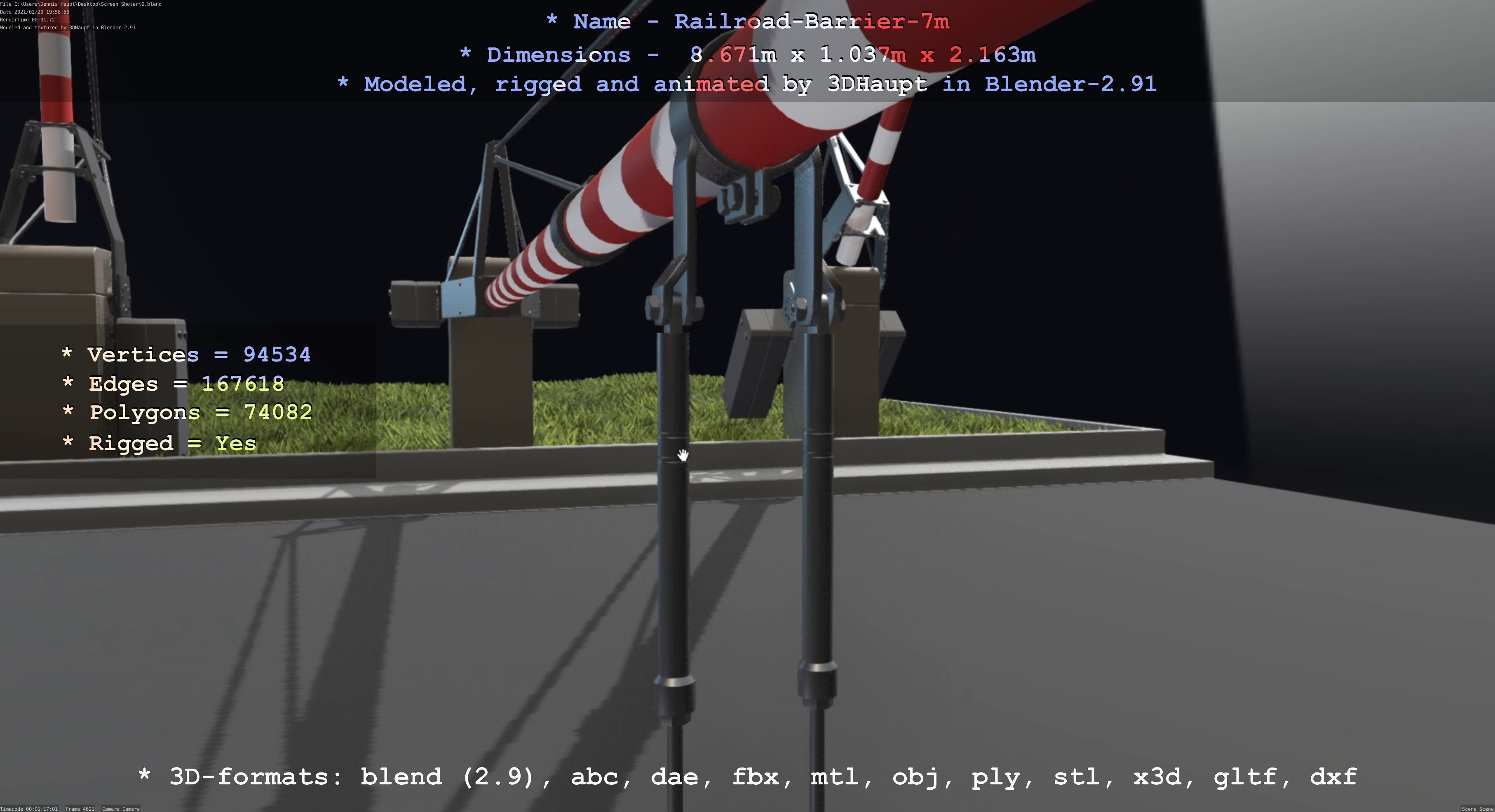 Railroad Barrier 7m High and Low-Poly Version 3D Model Collection_5