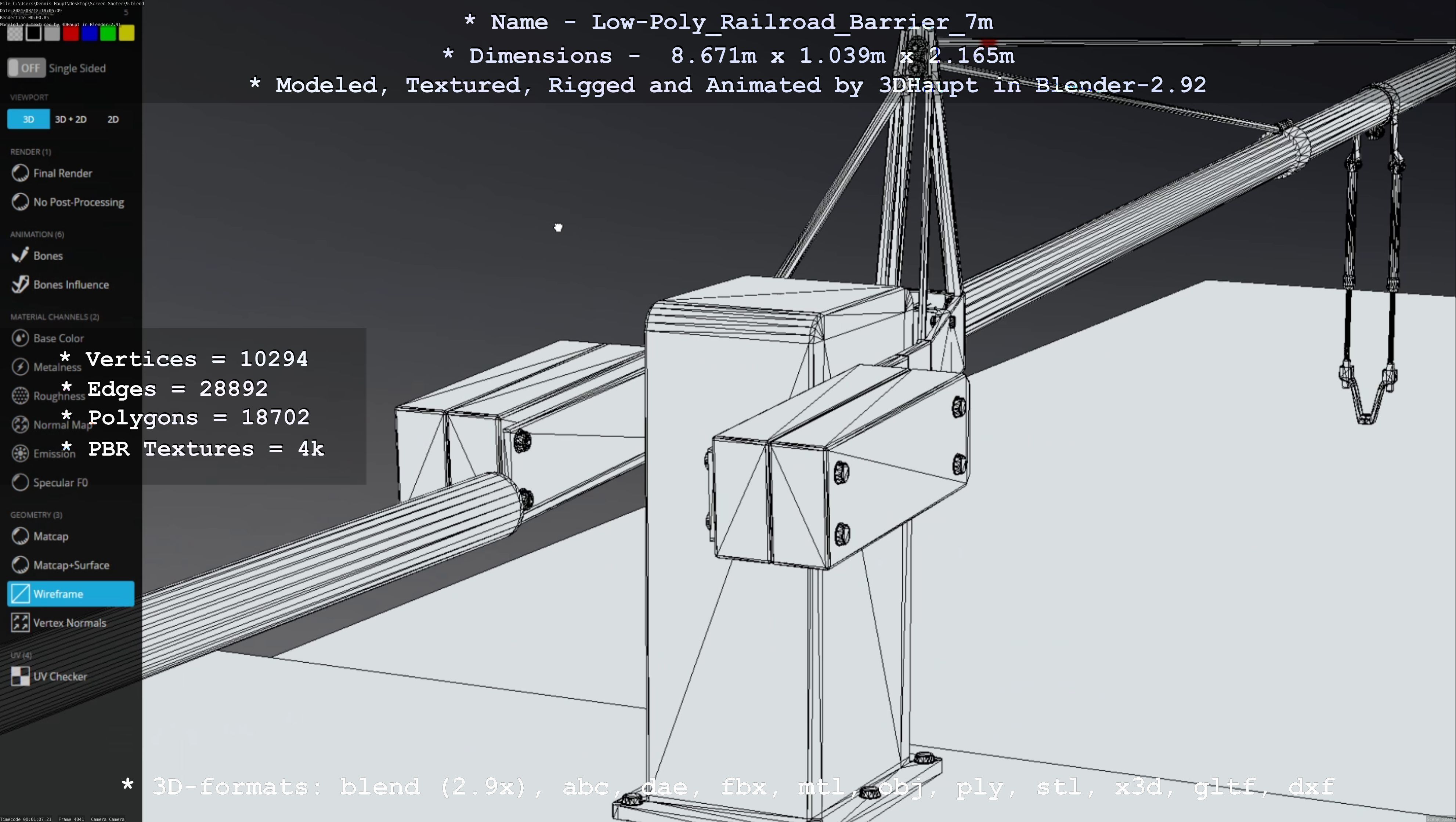 Railroad Barrier 7m High and Low-Poly Version 3D Model Collection_28