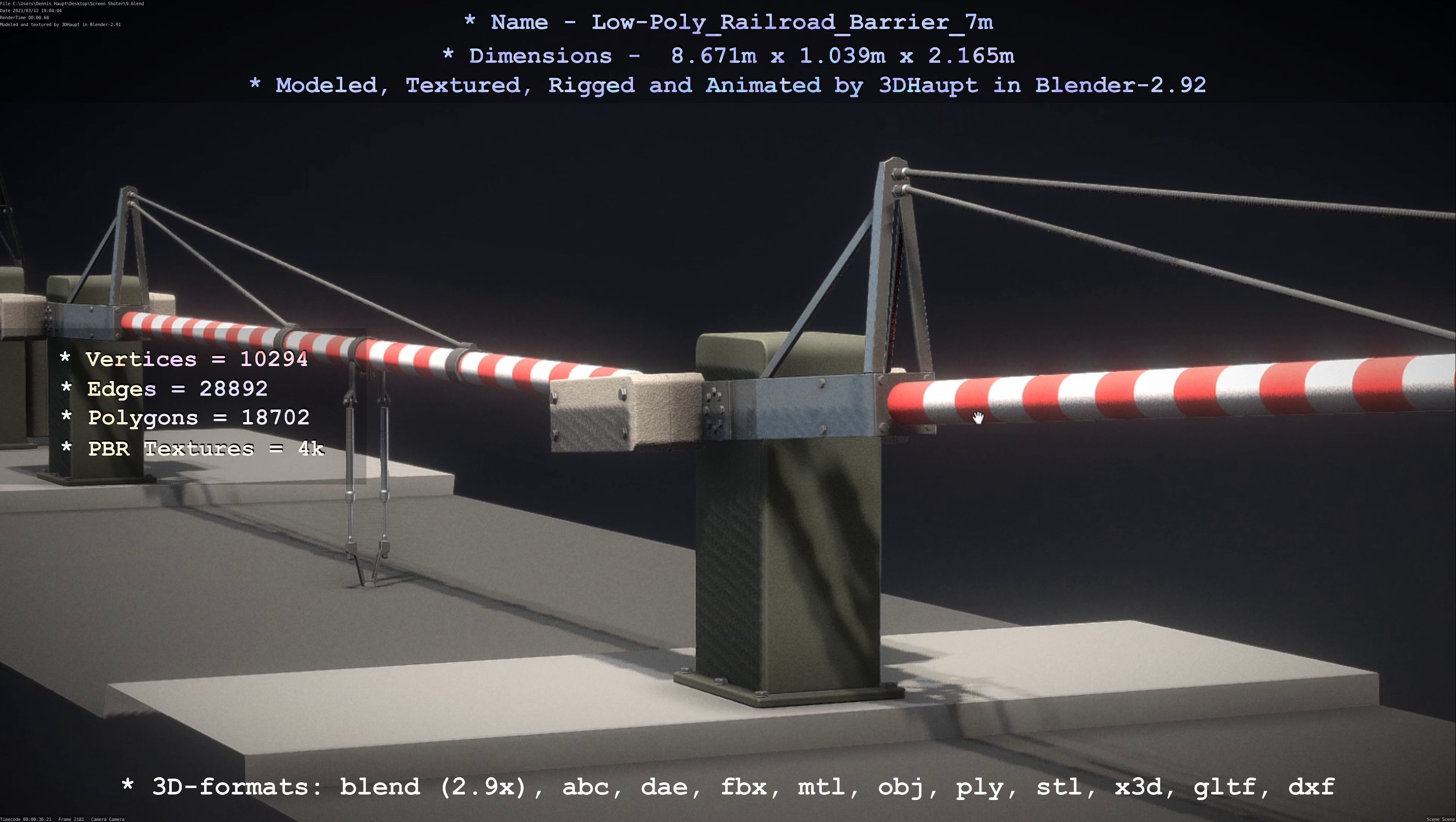 Railroad Barrier 7m High and Low-Poly Version 3D Model Collection_26