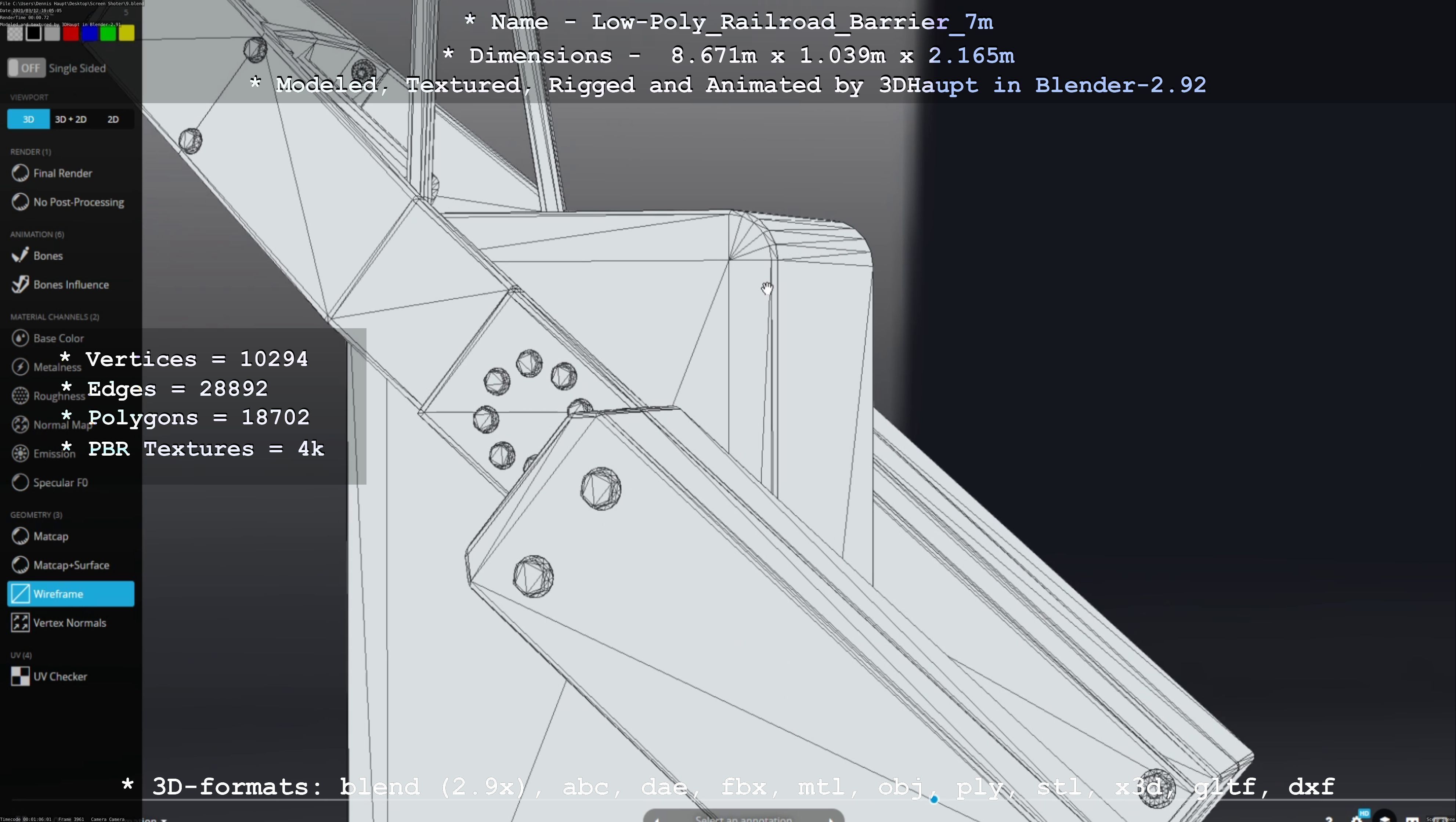 Railroad Barrier 7m High and Low-Poly Version 3D Model Collection_47