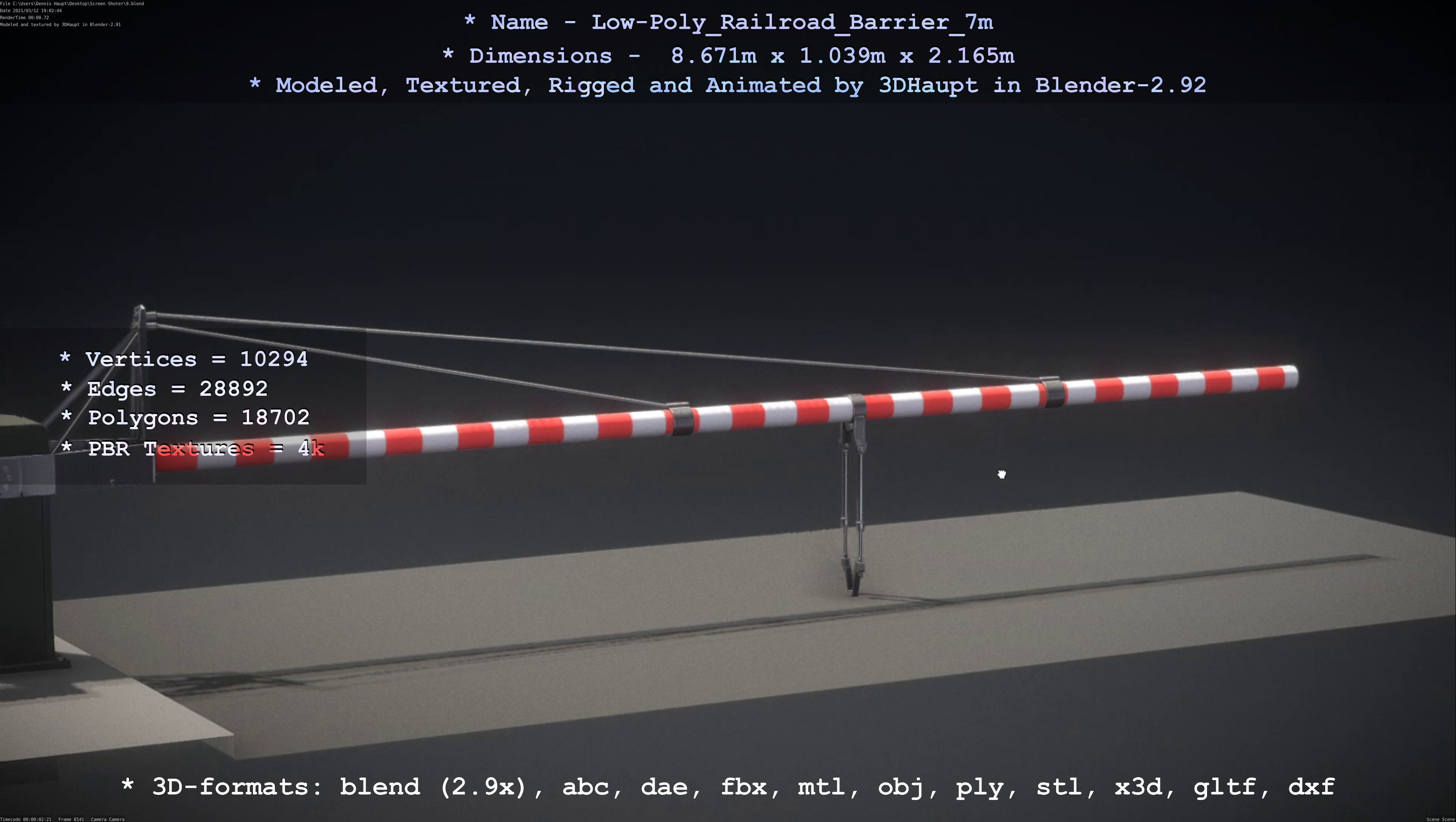 Railroad Barrier 7m High and Low-Poly Version 3D Model Collection_39