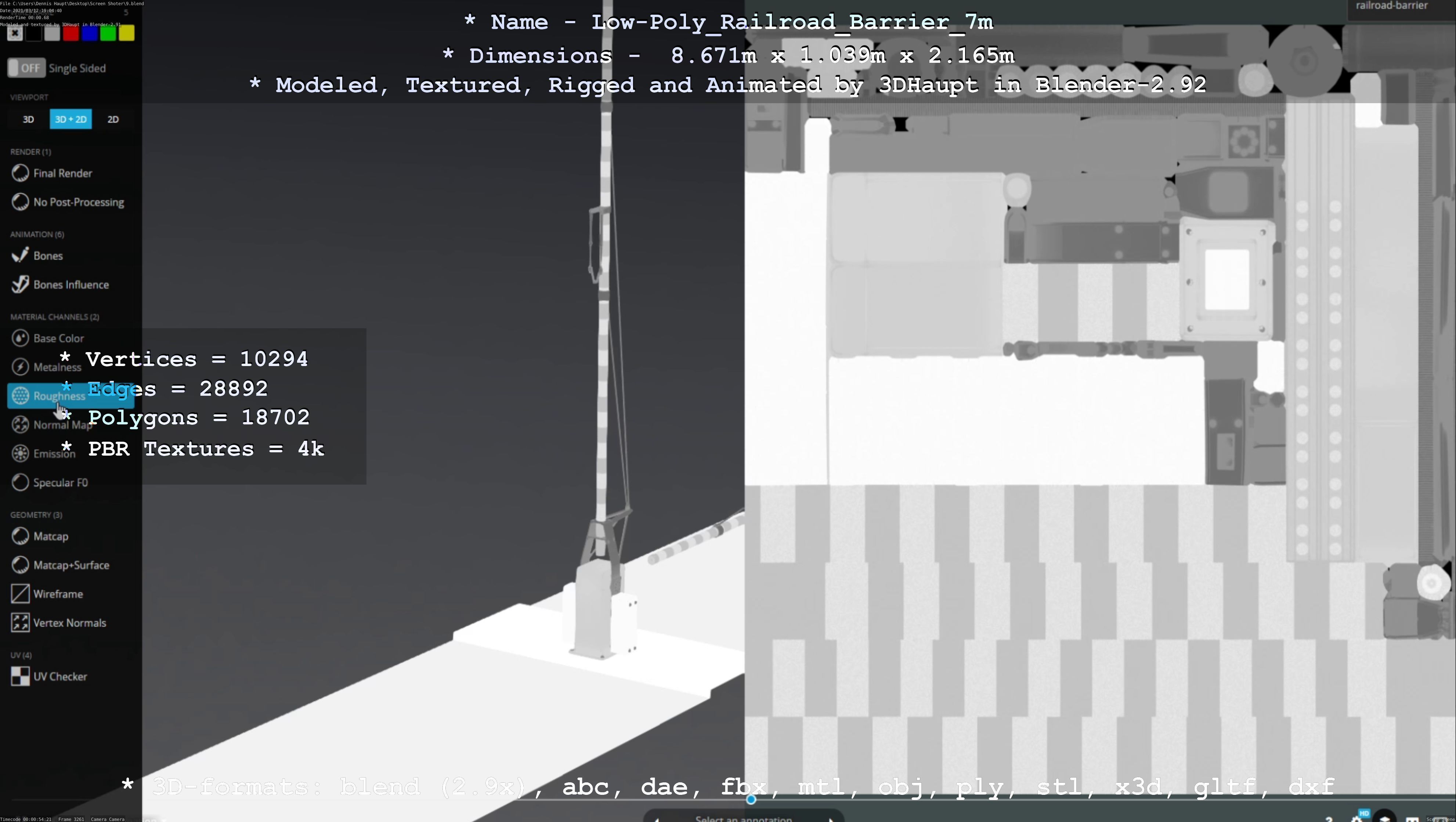 Railroad Barrier 7m High and Low-Poly Version 3D Model Collection_24
