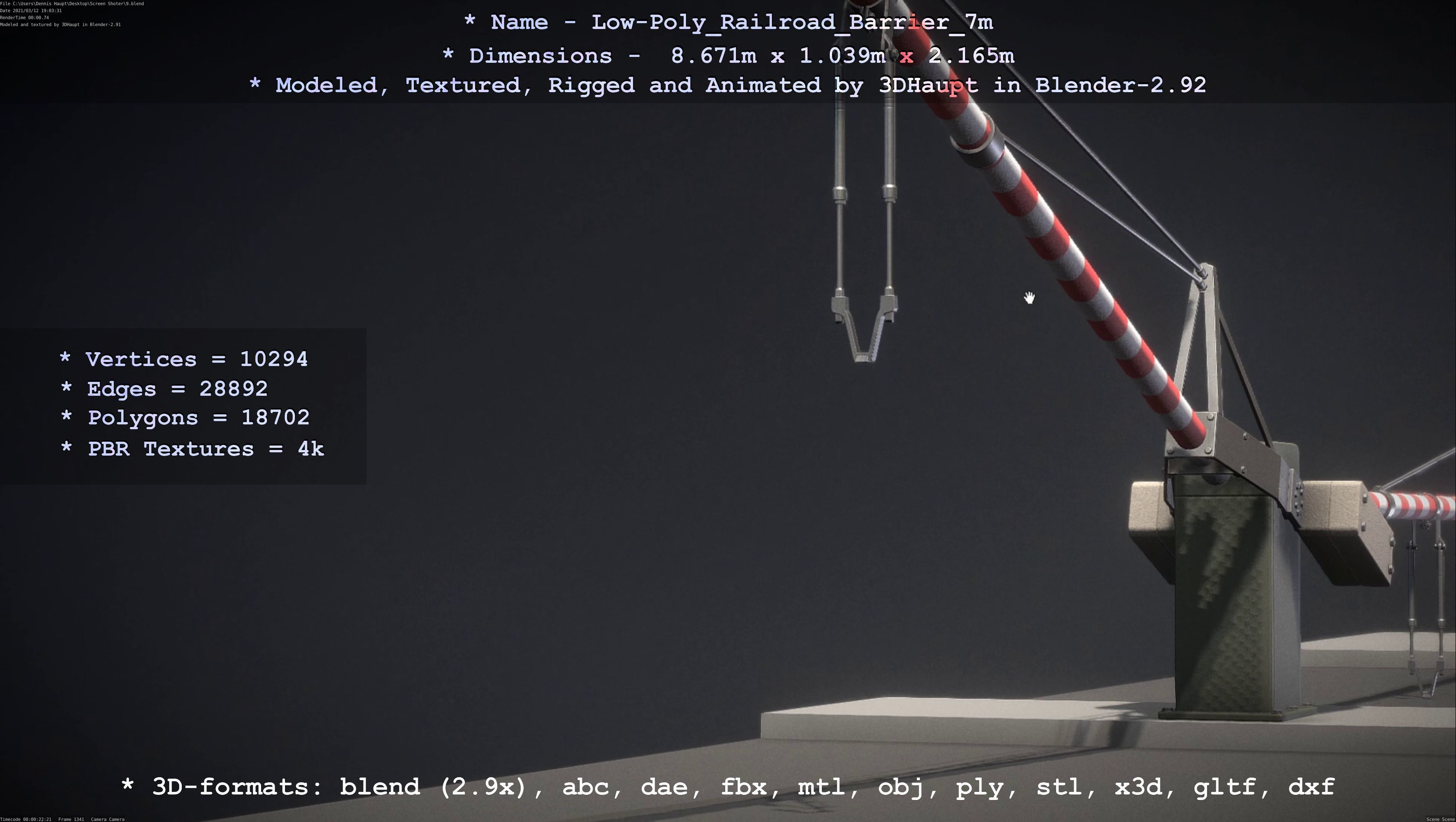 Railroad Barrier 7m High and Low-Poly Version 3D Model Collection_40