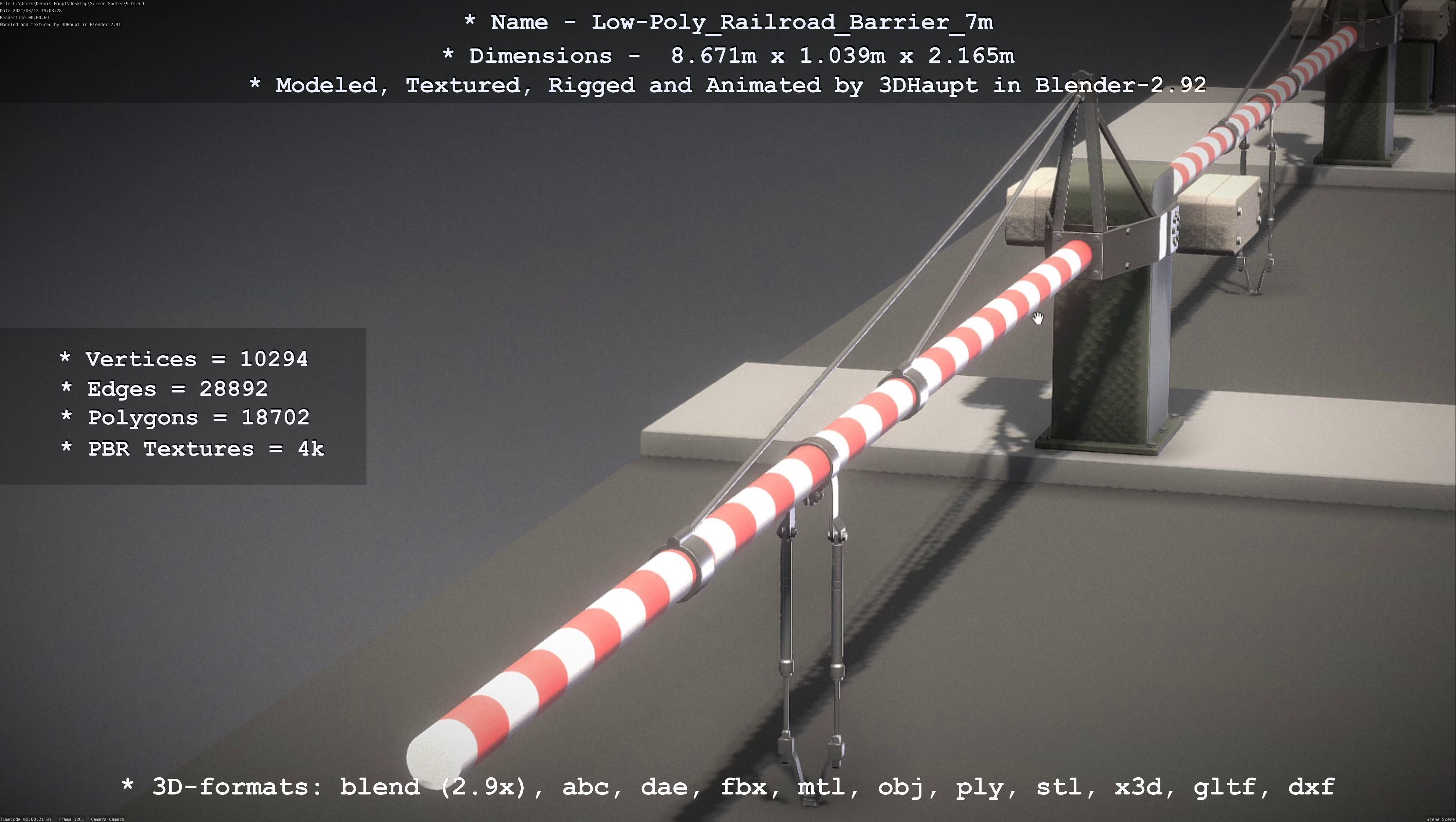Railroad Barrier 7m High and Low-Poly Version 3D Model Collection_34