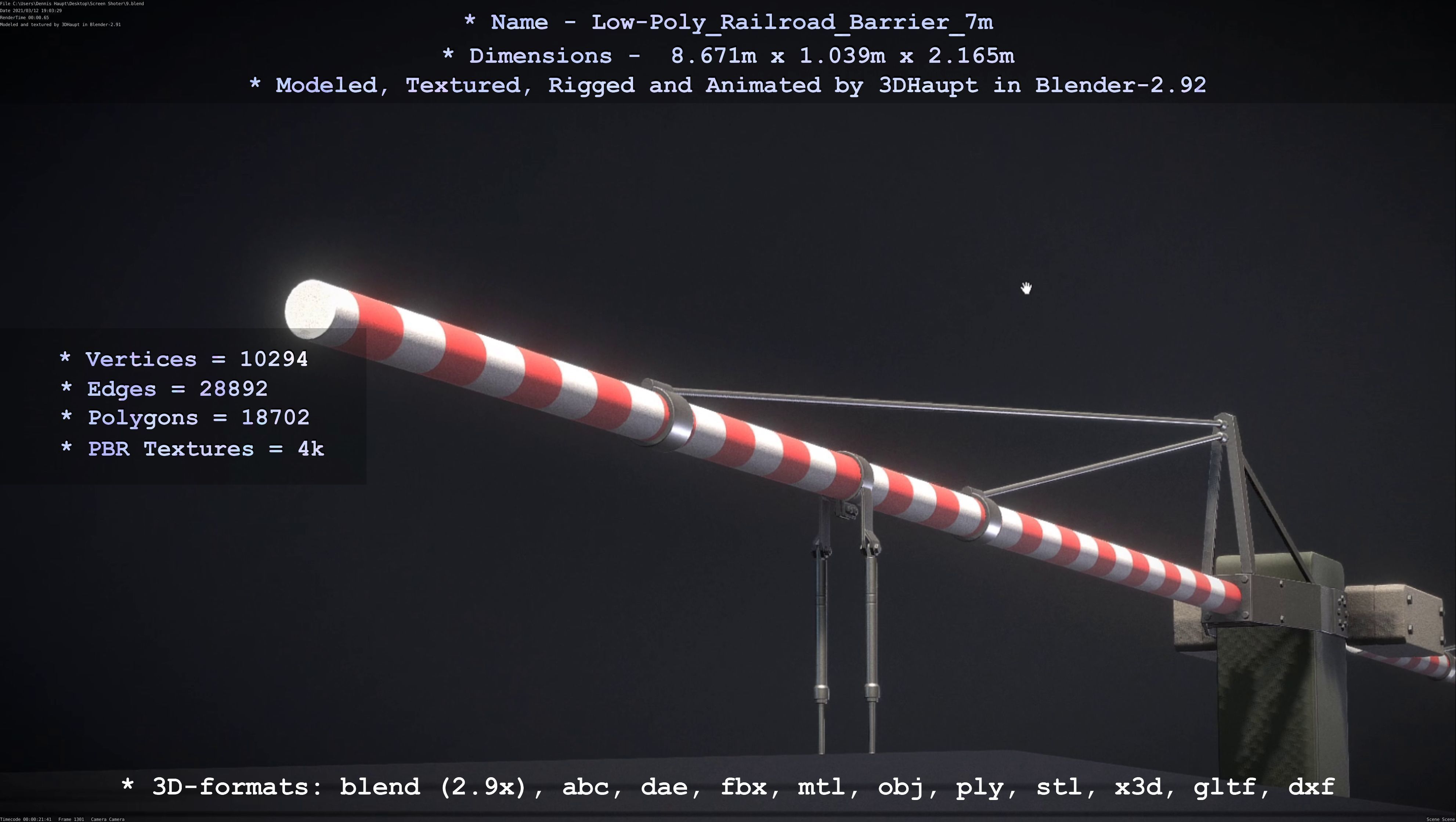 Railroad Barrier 7m High and Low-Poly Version 3D Model Collection_23