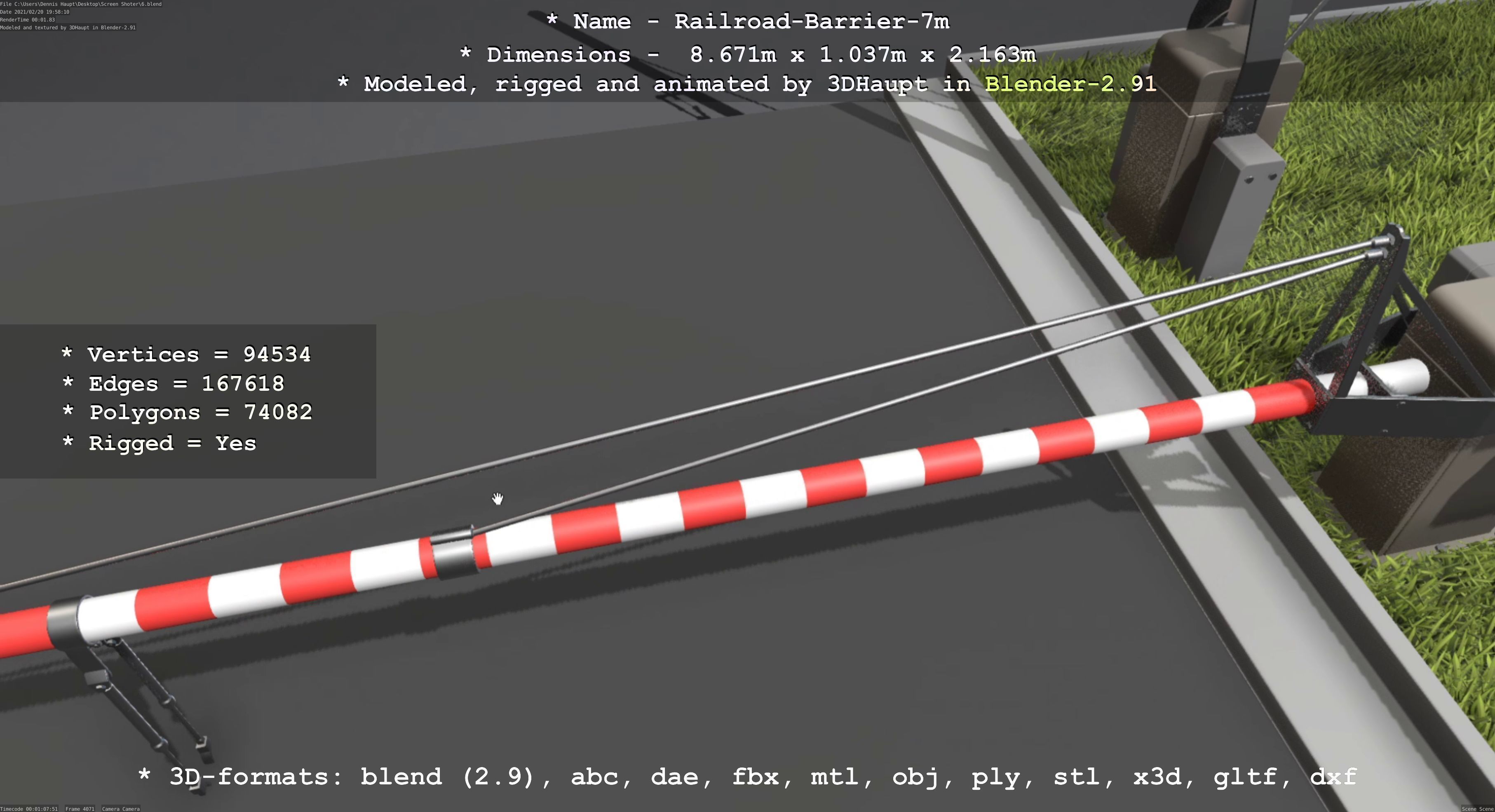 Railroad Barrier 7m High and Low-Poly Version 3D Model Collection_12