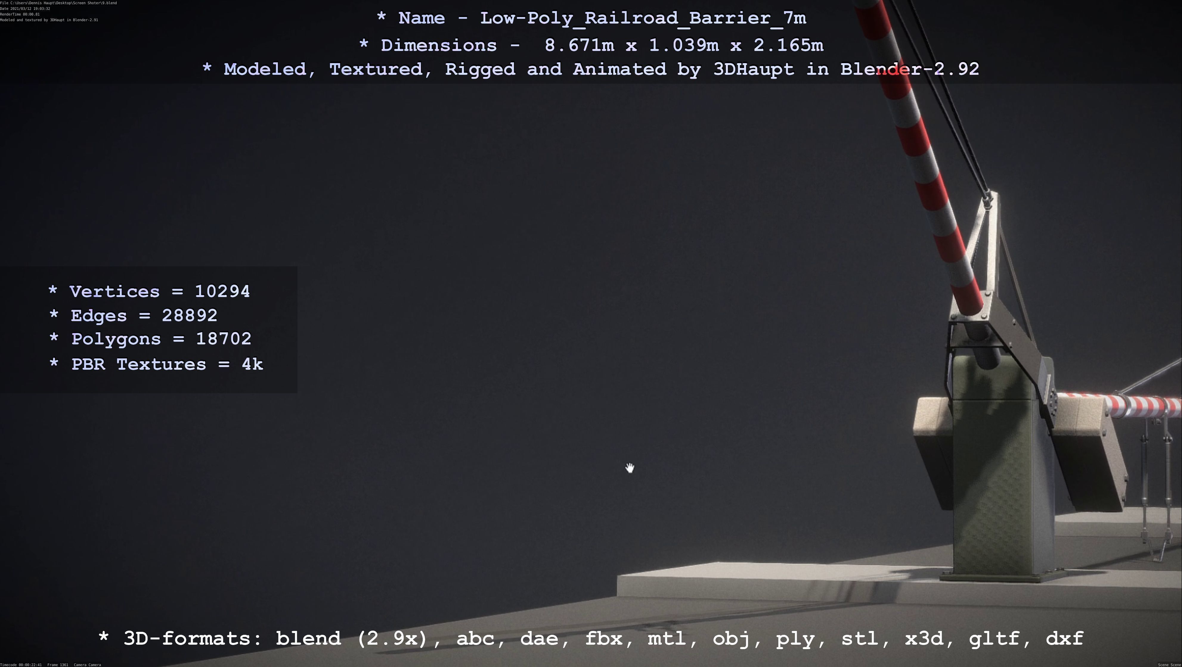 Railroad Barrier 7m High and Low-Poly Version 3D Model Collection_22