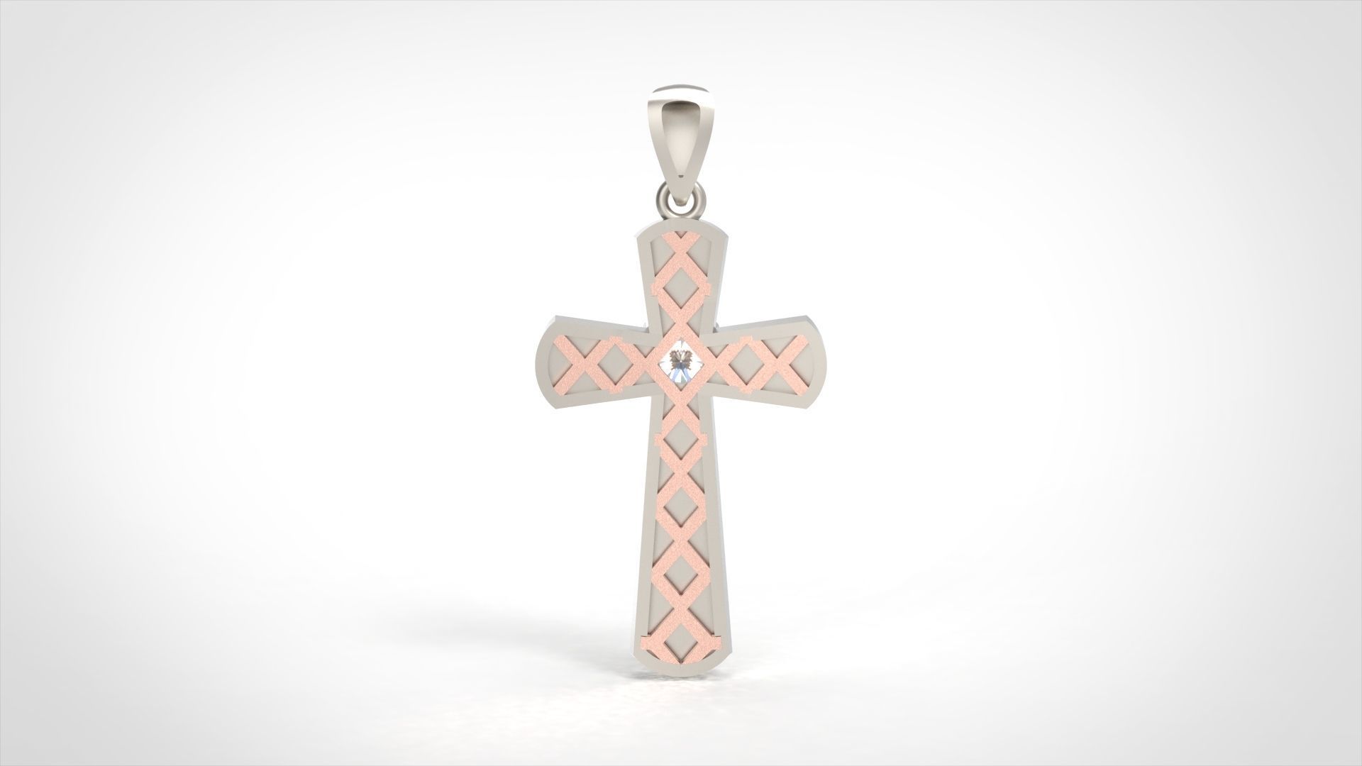 Model 337 Cross Diamond Pendant  3D print model_3