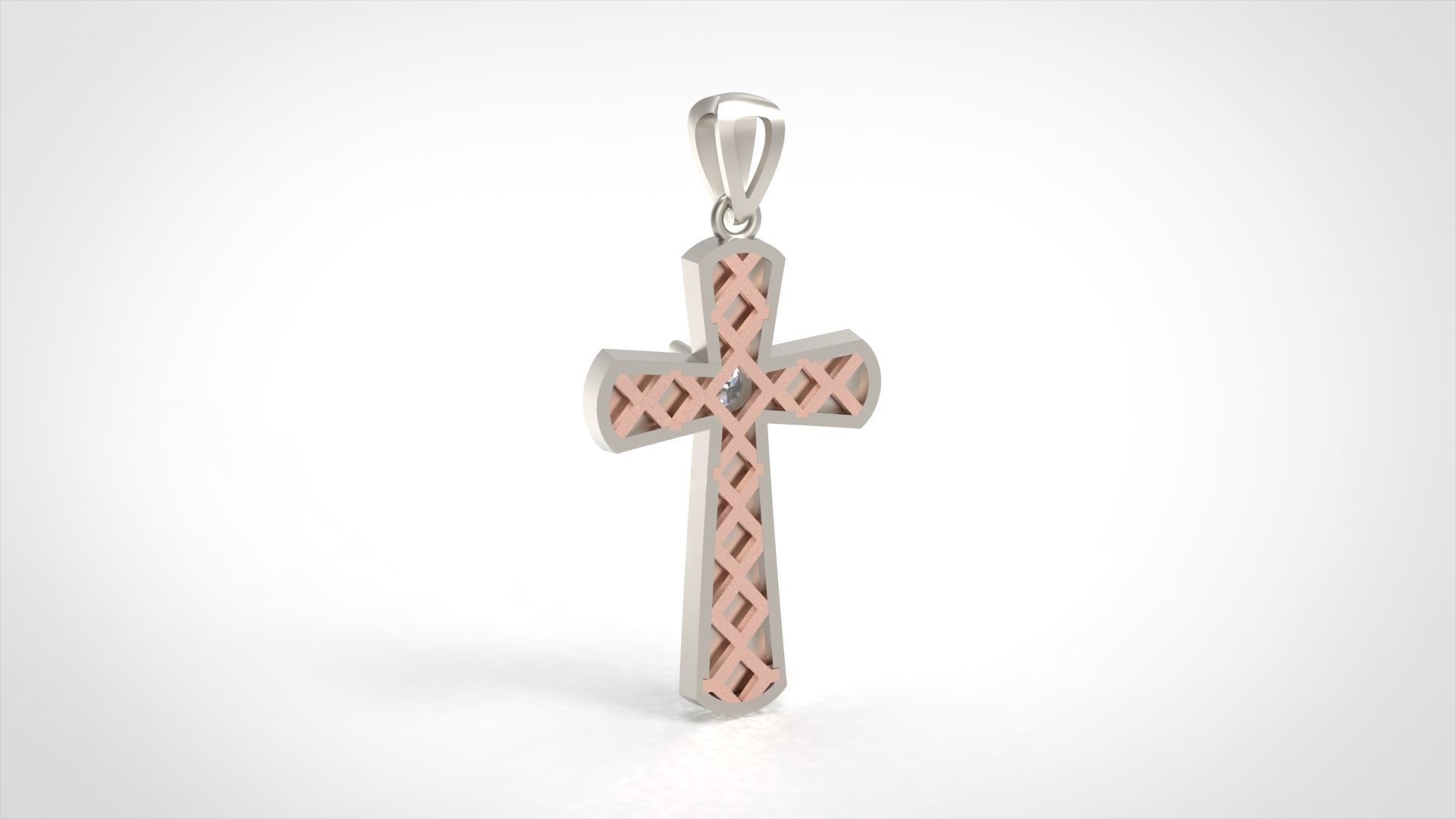 Model 337 Cross Diamond Pendant  3D print model_2