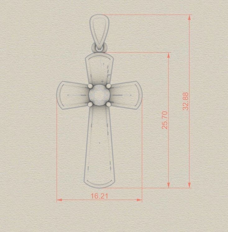 Model 337 Cross Diamond Pendant  3D print model_6