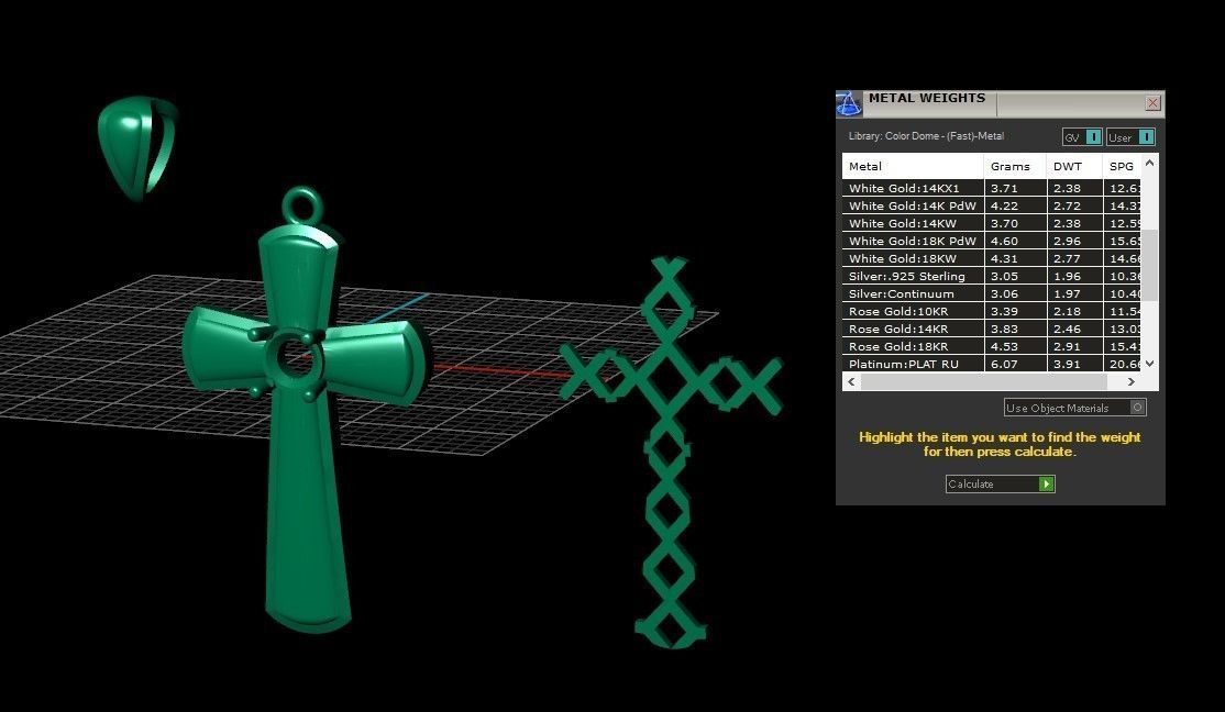 Model 337 Cross Diamond Pendant  3D print model_11
