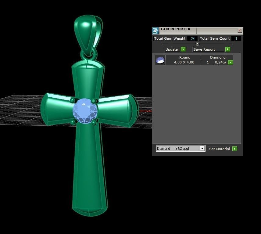 Model 337 Cross Diamond Pendant  3D print model_12