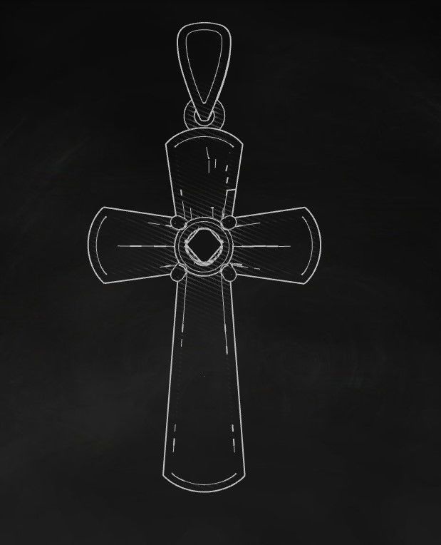 Model 337 Cross Diamond Pendant  3D print model_9