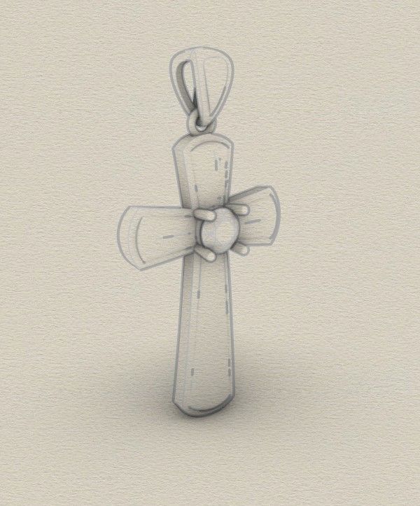 Model 337 Cross Diamond Pendant  3D print model_8