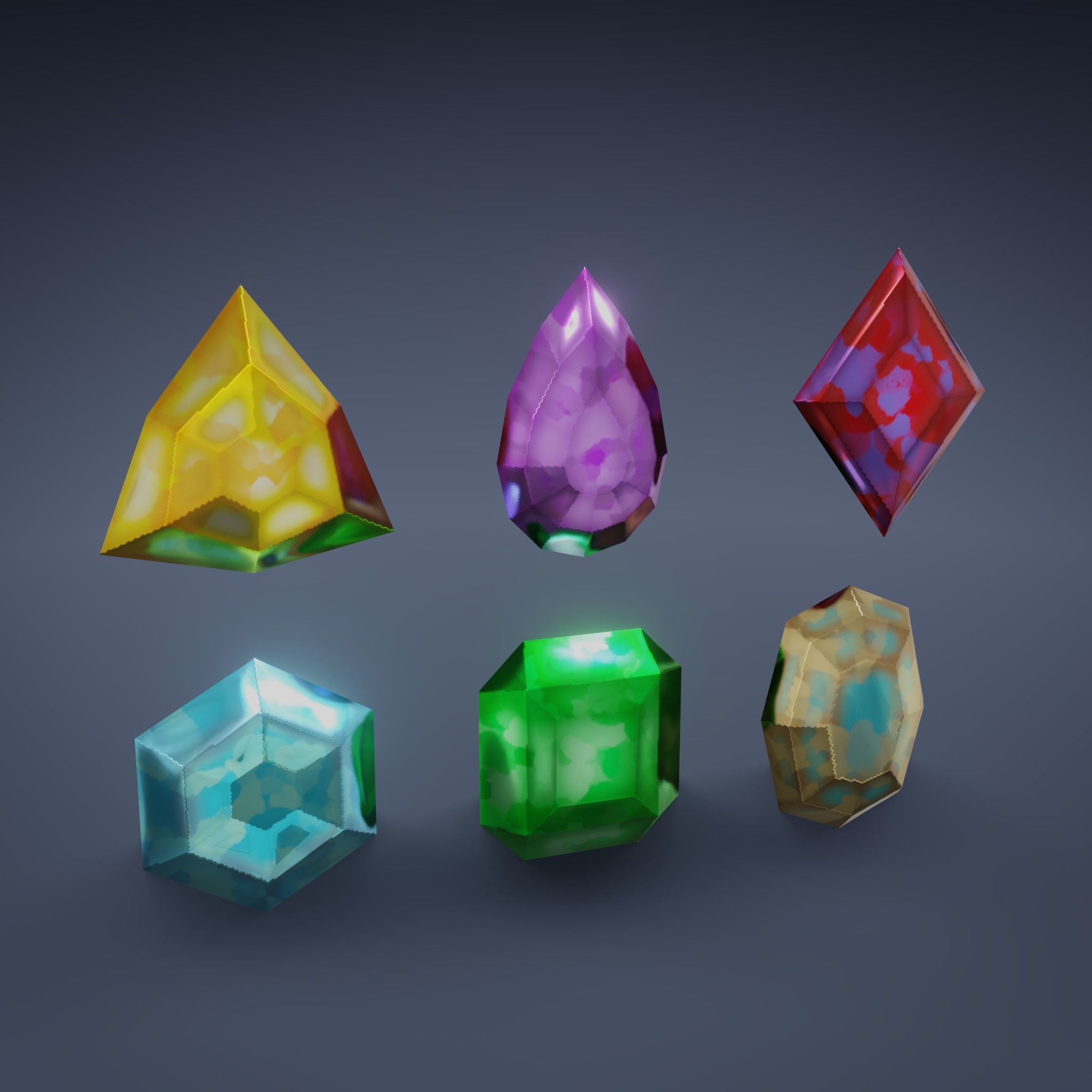 Basic RPG Game Potions and Valuables set Low-poly 3D model_4