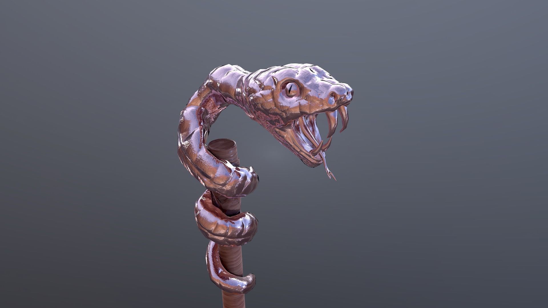 Snake stick Low-poly 3D model_17