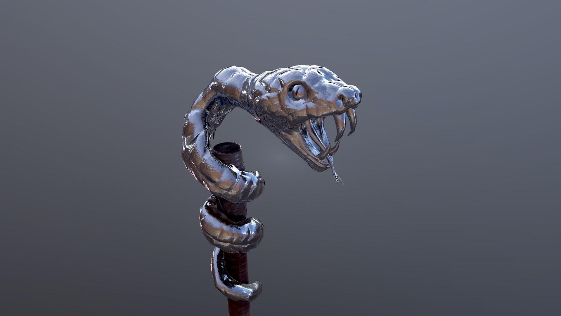 Snake stick Low-poly 3D model_18