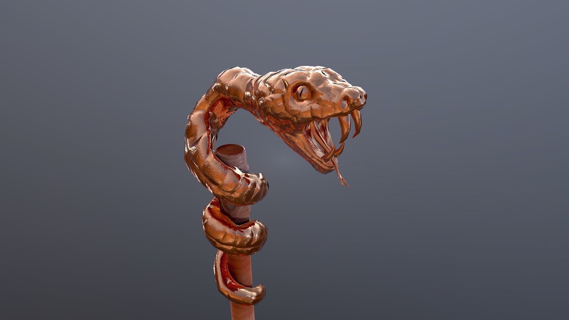 Snake stick Low-poly 3D model_19
