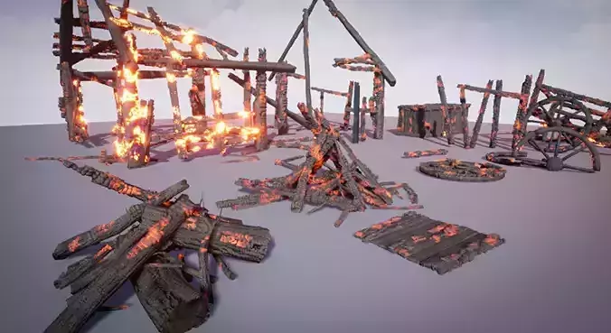 Burning Wood Animated 26 Pack Unreal Engine 3D model