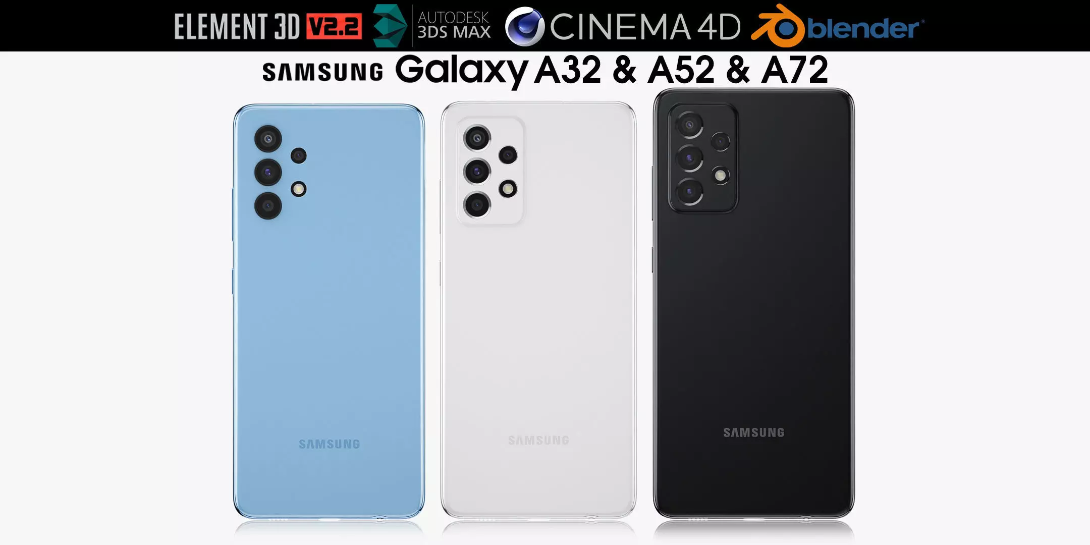 Samsung Galaxy A32 and A52 and A72 3D model_0