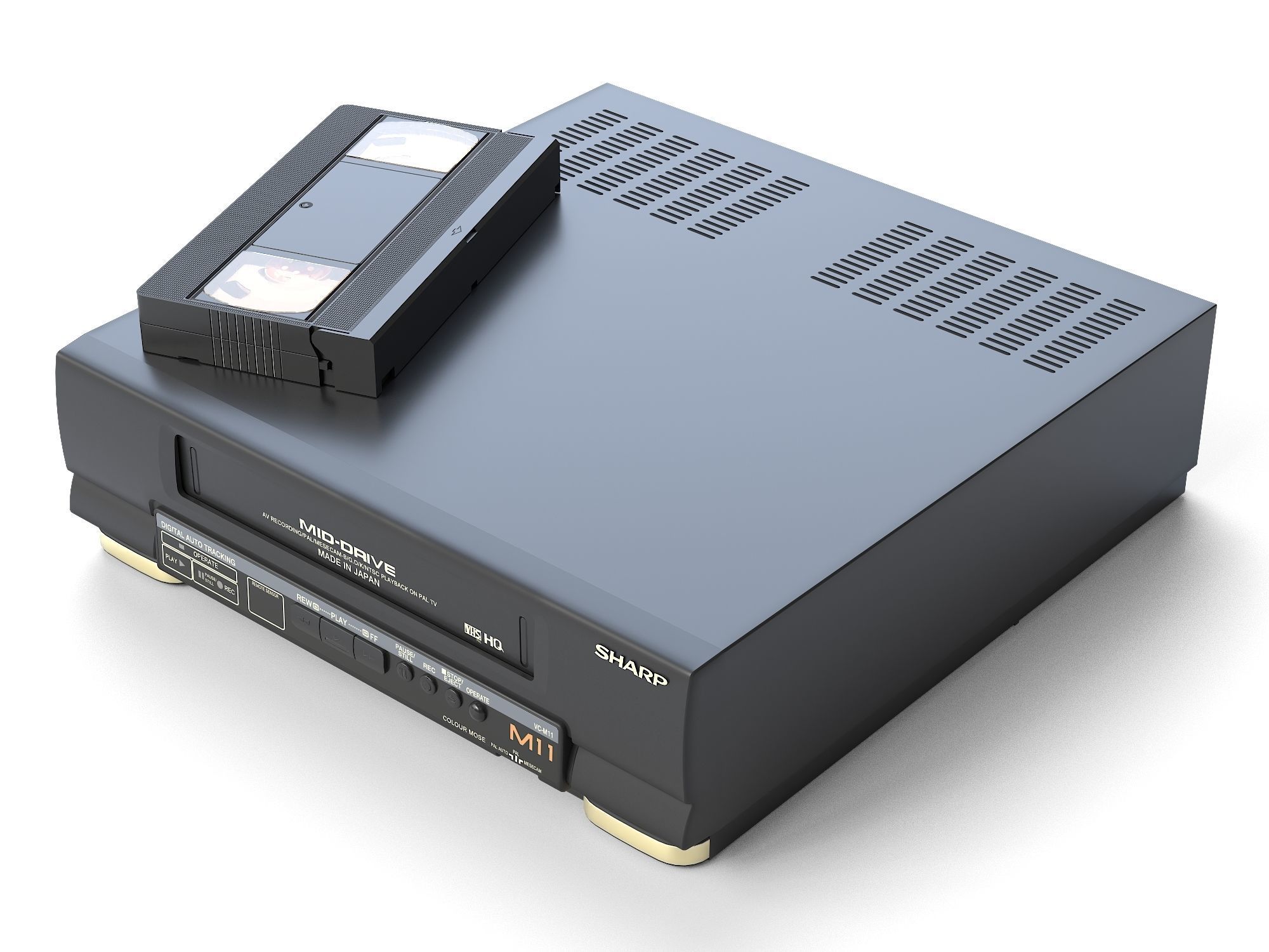 Video Cassette Player Sharp VC-M11  Low-poly 3D model_12