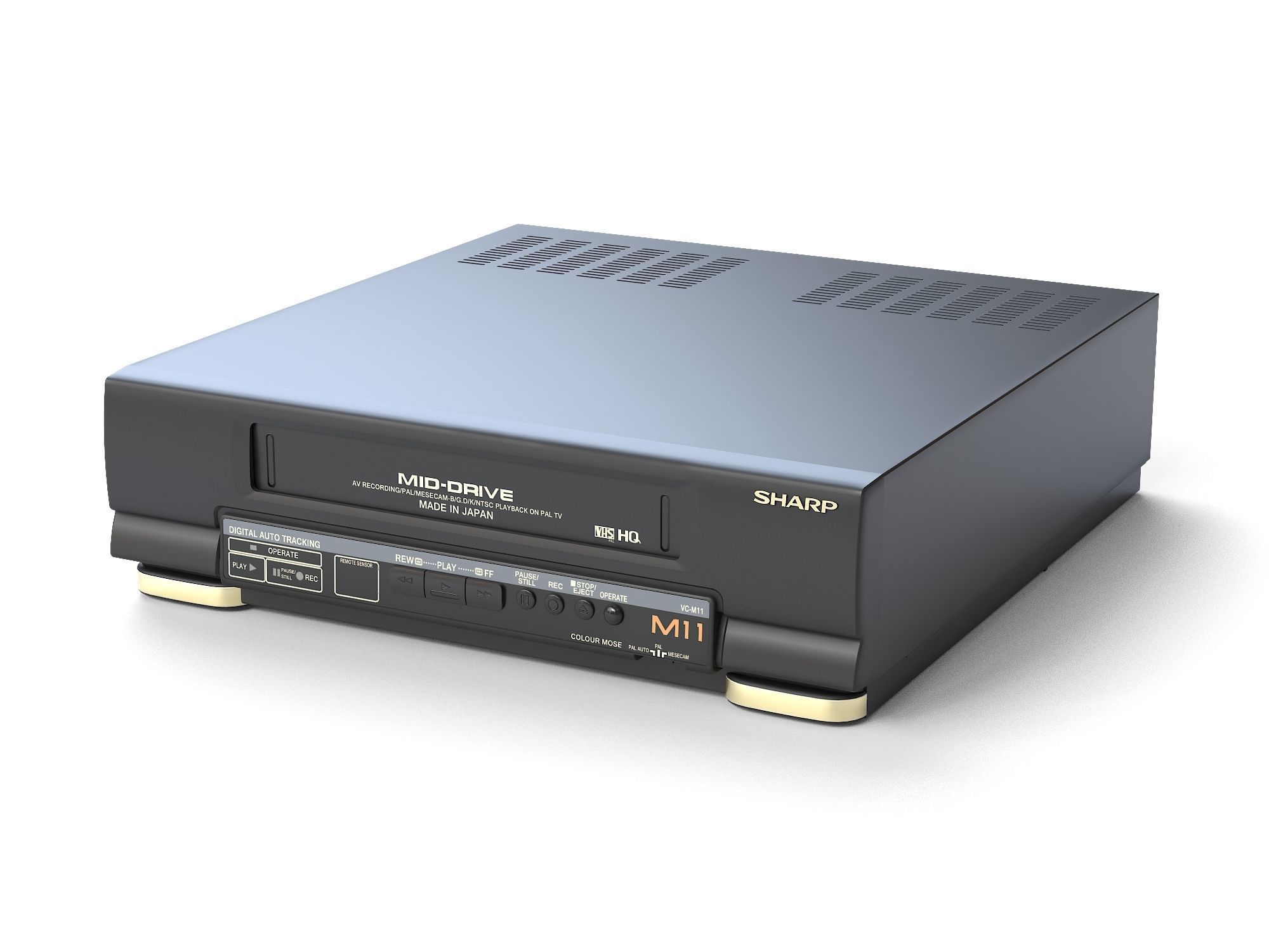 Video Cassette Player Sharp VC-M11  Low-poly 3D model_2