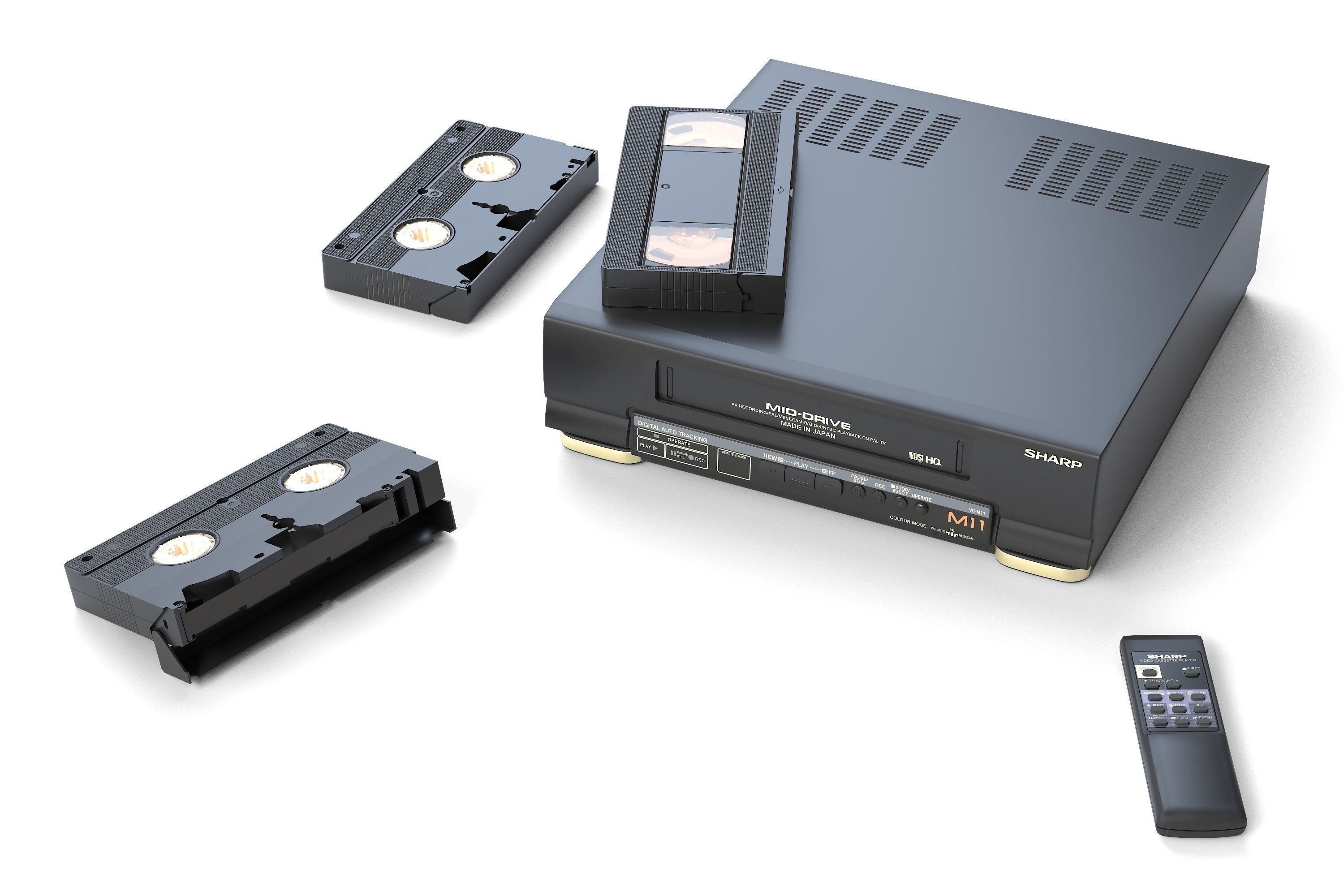 Video Cassette Player Sharp VC-M11  Low-poly 3D model_4