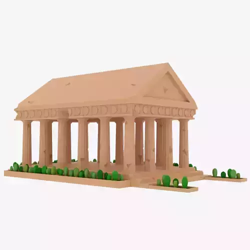 Cartoon Greek Temple Parthenon Low-poly 3D model