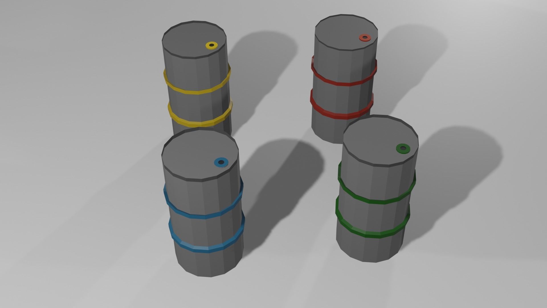 Low poly barrels set of cardboard Free low-poly 3D model_4