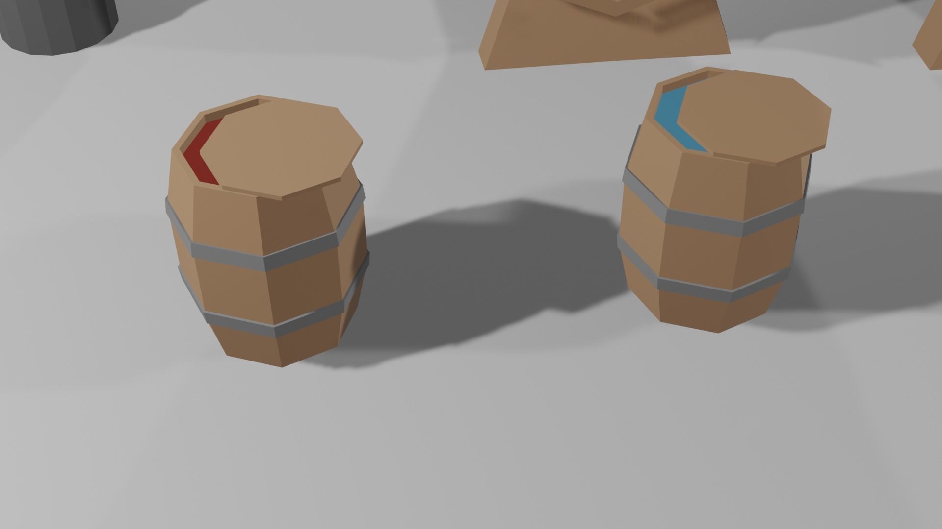 Low poly barrels set of cardboard Free low-poly 3D model_3