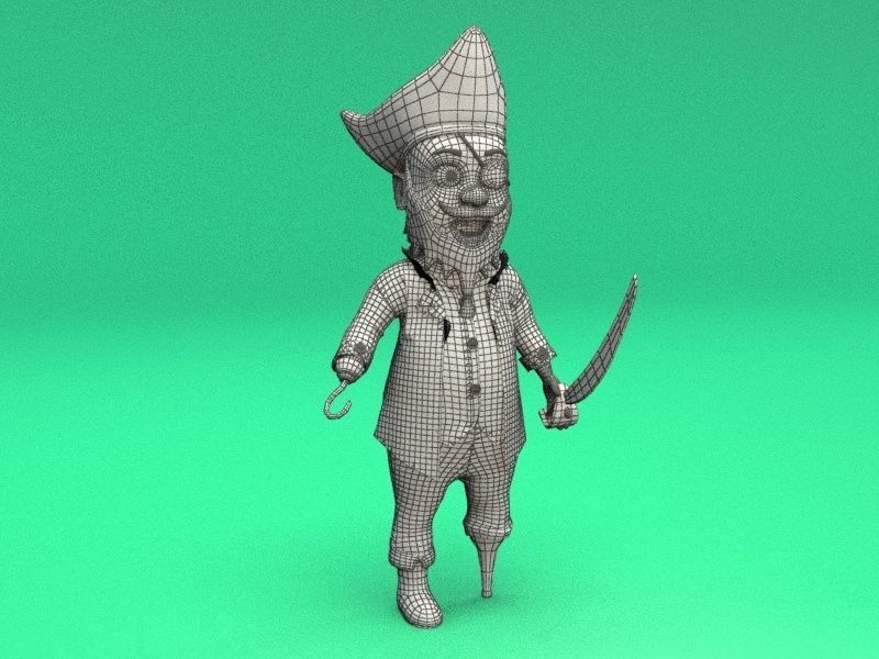 cartoon pirate Low-poly 3D model_16