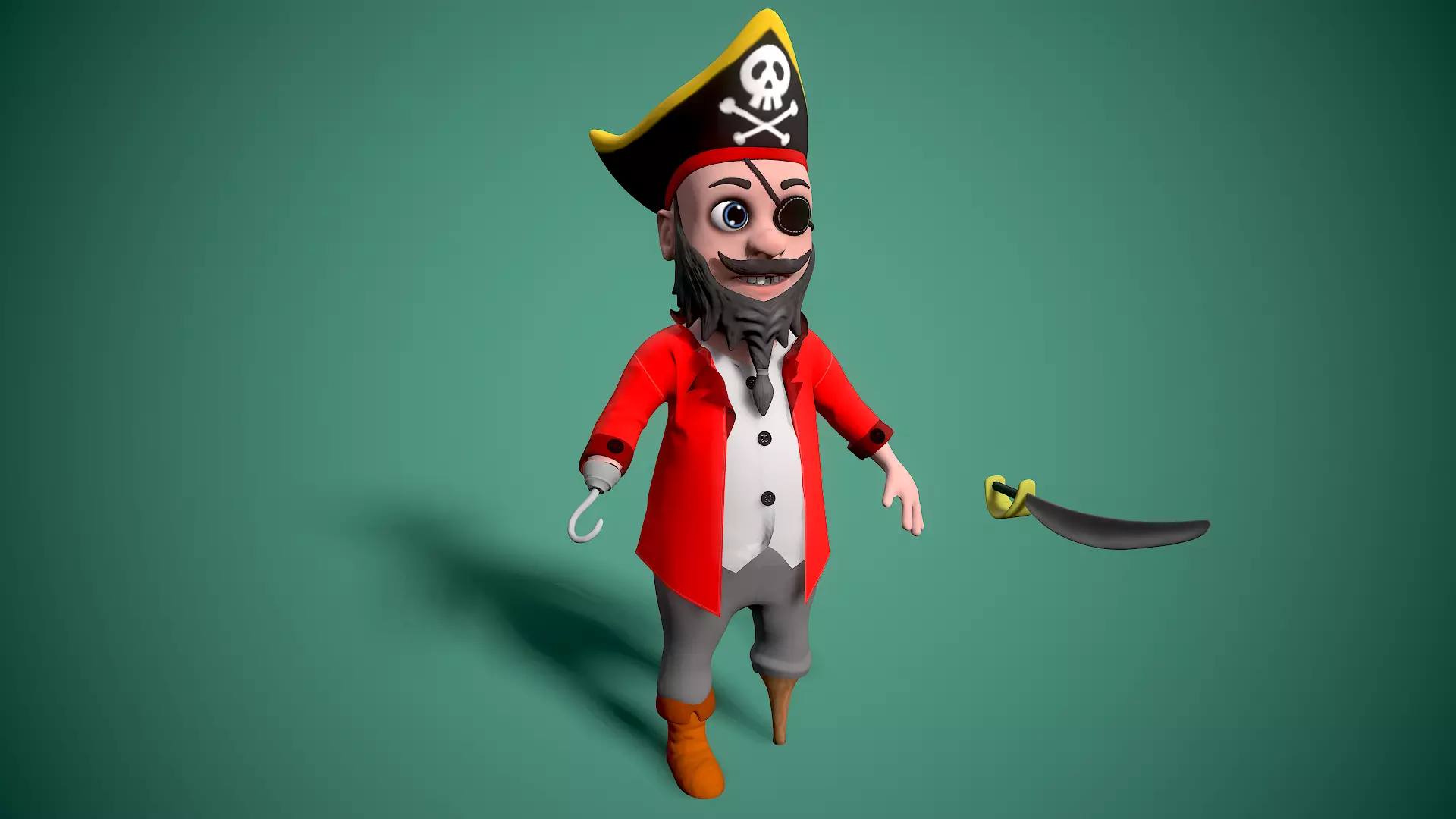 cartoon pirate Low-poly 3D model_0