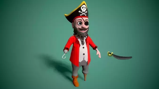 cartoon pirate Low-poly 3D model