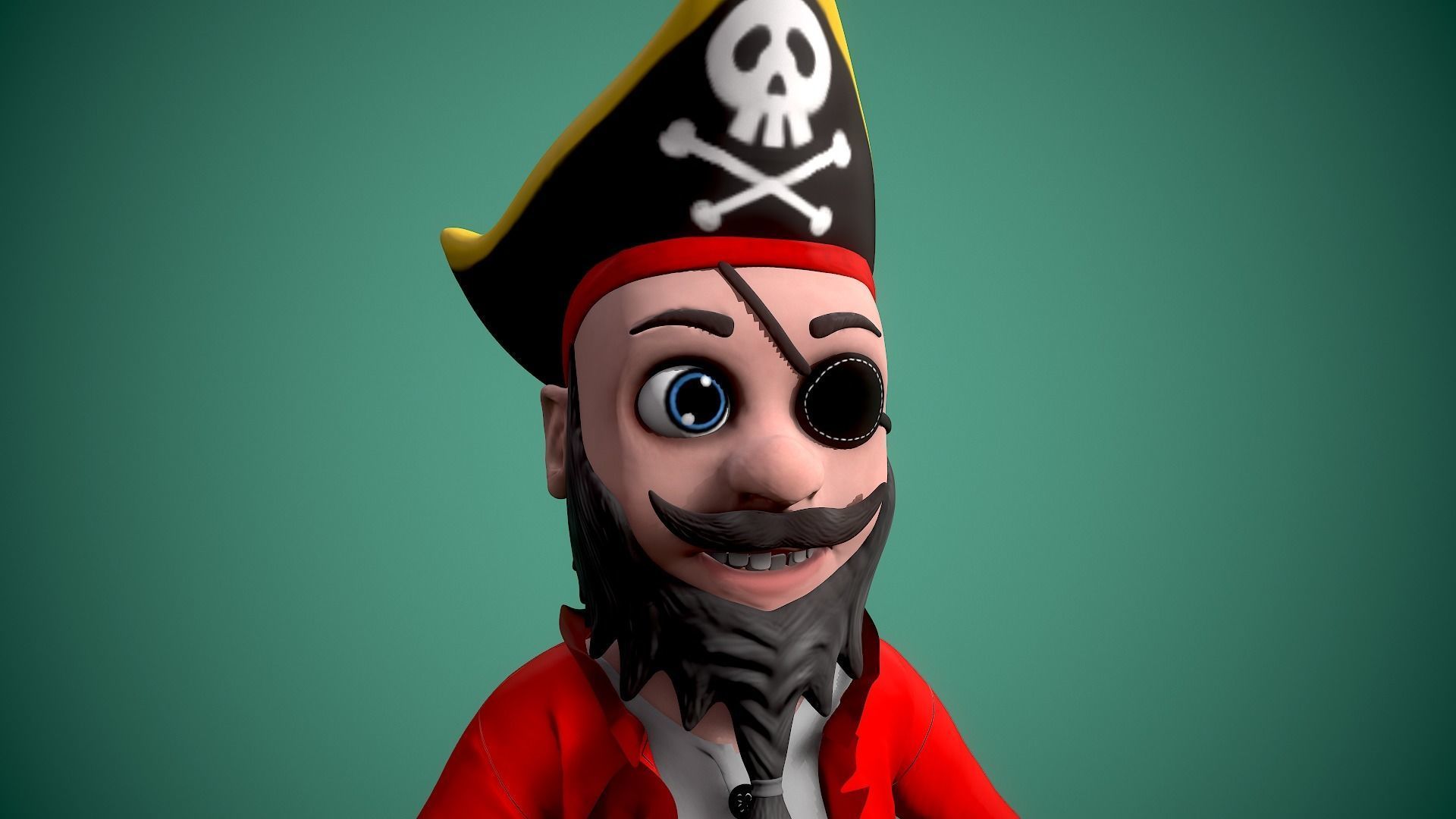 cartoon pirate Low-poly 3D model_2