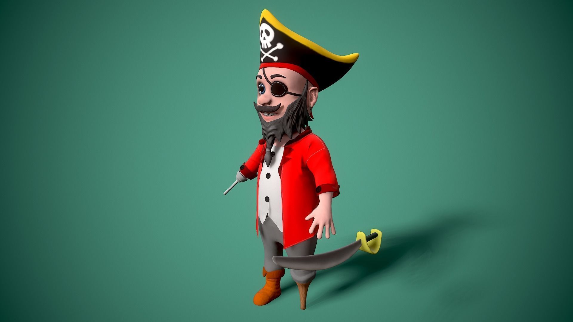 cartoon pirate Low-poly 3D model_8