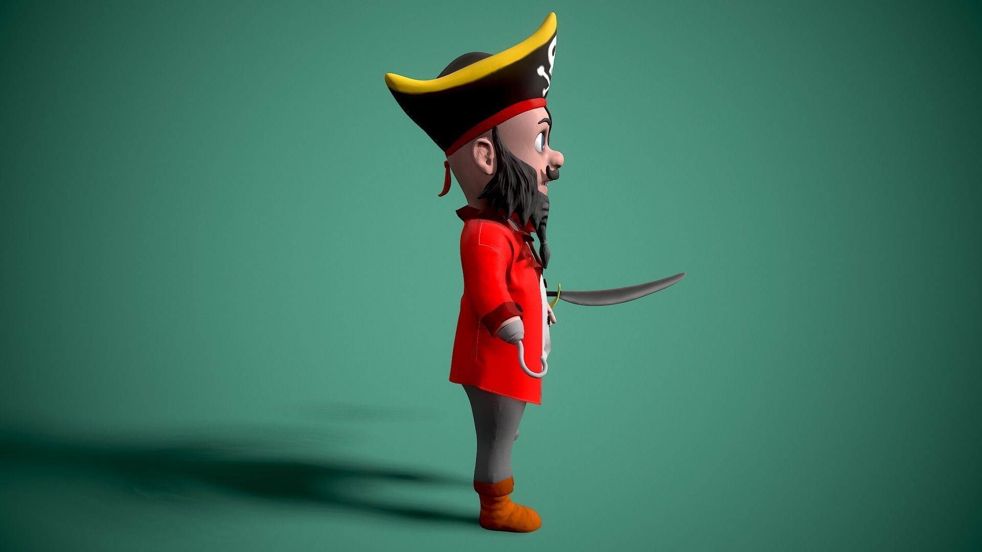cartoon pirate Low-poly 3D model_13