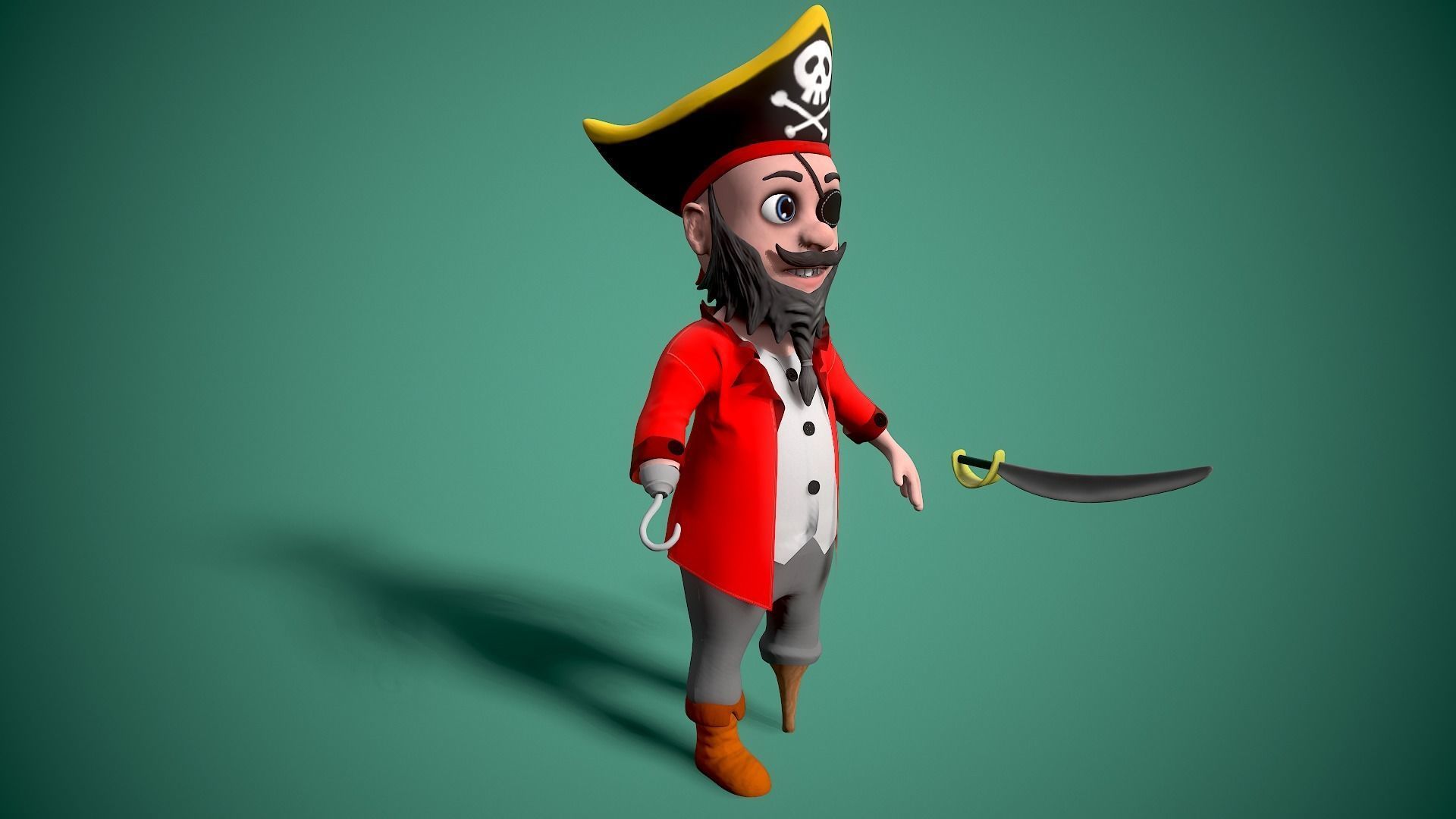 cartoon pirate Low-poly 3D model_14
