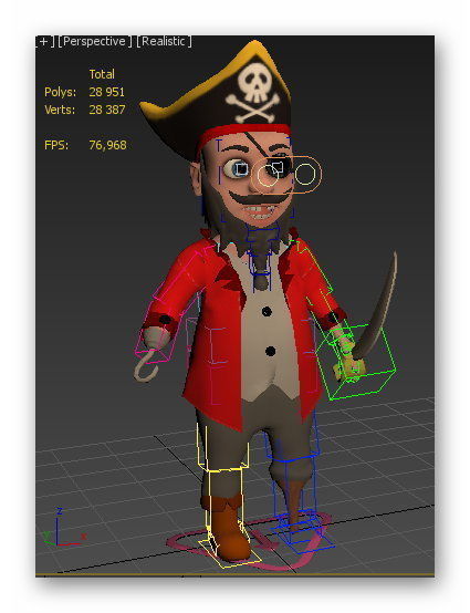 cartoon pirate Low-poly 3D model_15