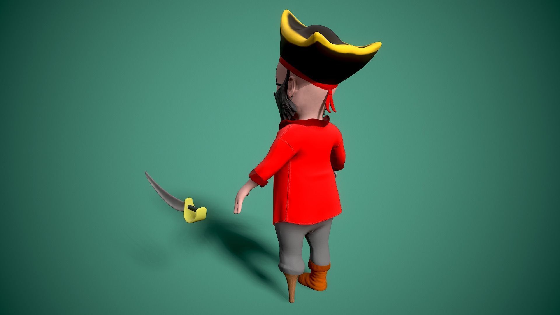cartoon pirate Low-poly 3D model_10