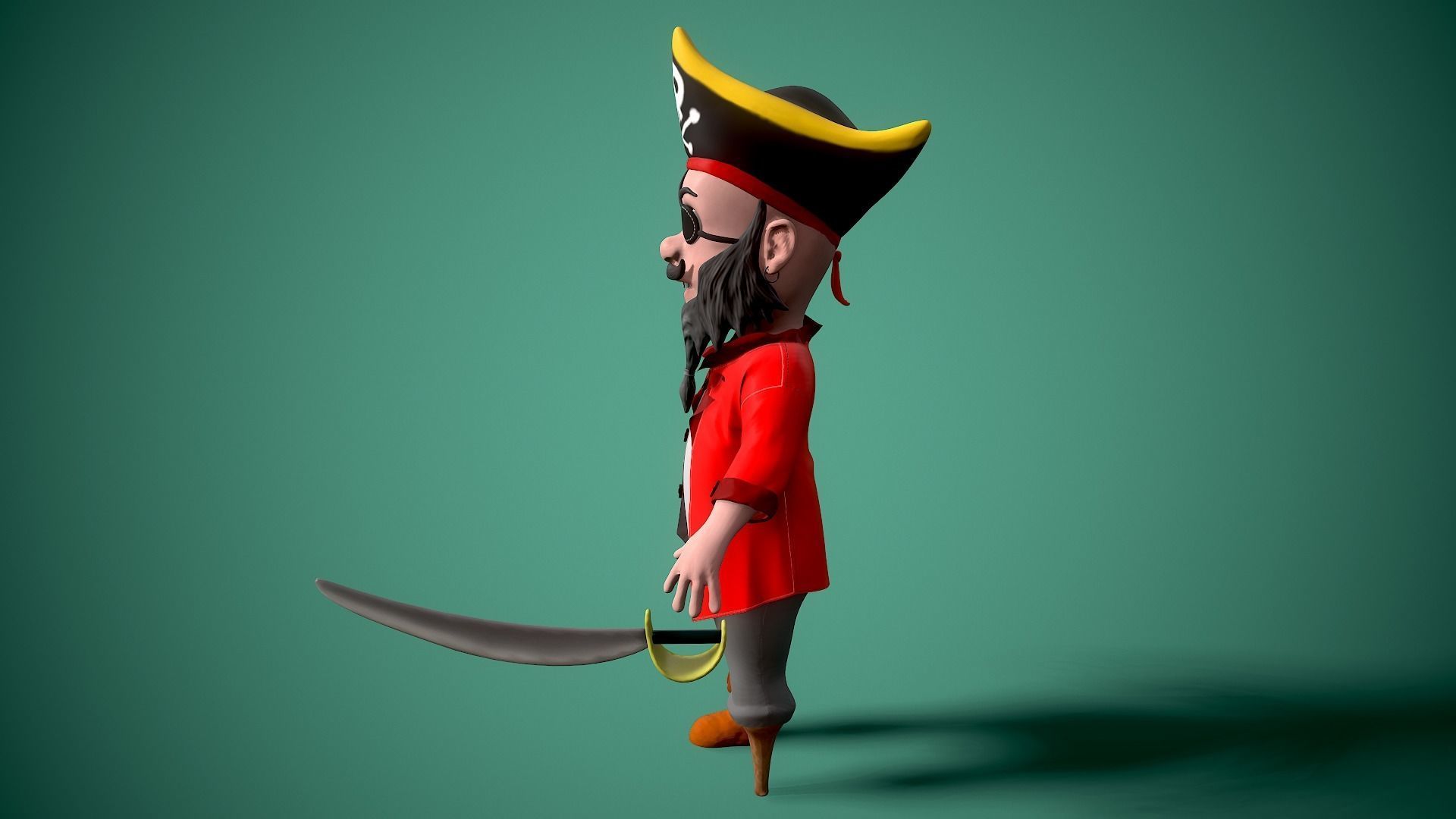 cartoon pirate Low-poly 3D model_9