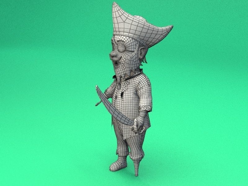 cartoon pirate Low-poly 3D model_18