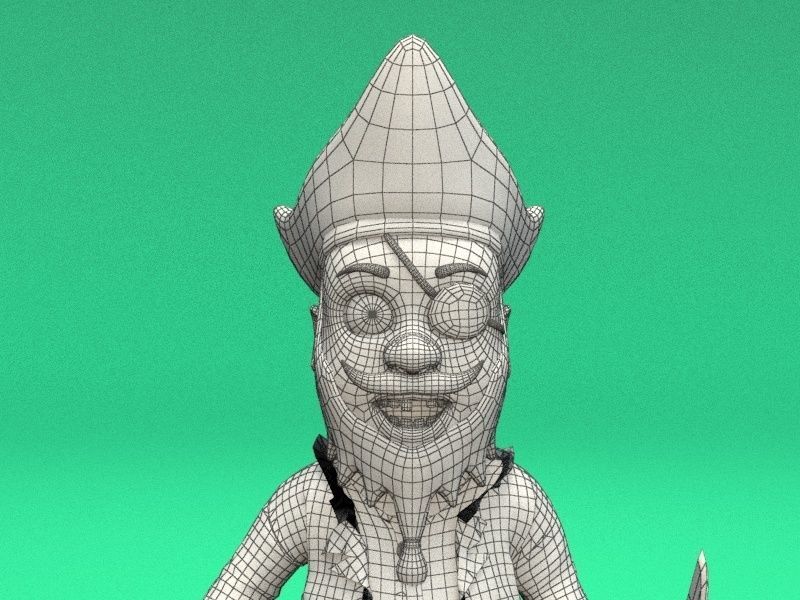 cartoon pirate Low-poly 3D model_17