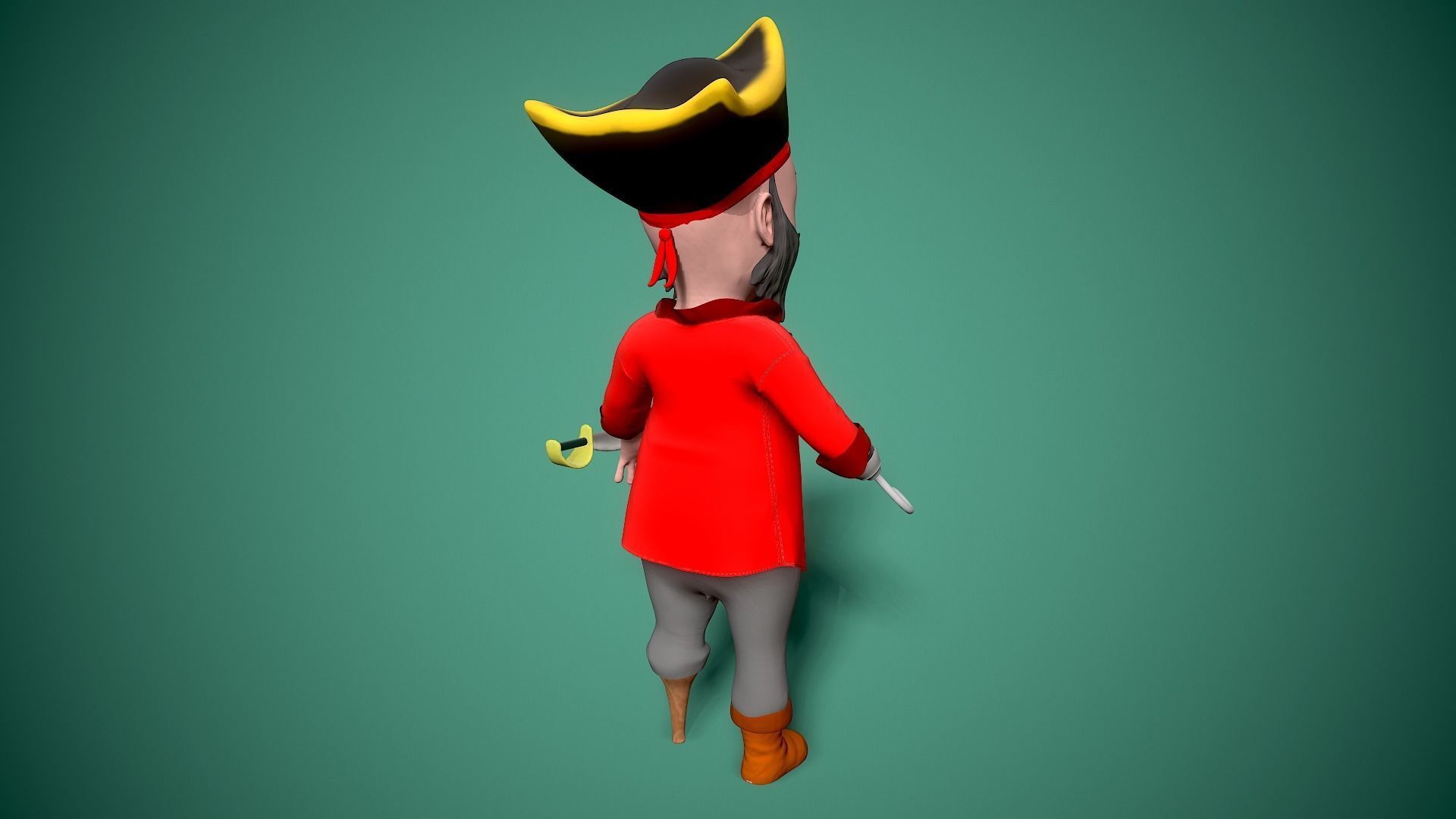 cartoon pirate Low-poly 3D model_12