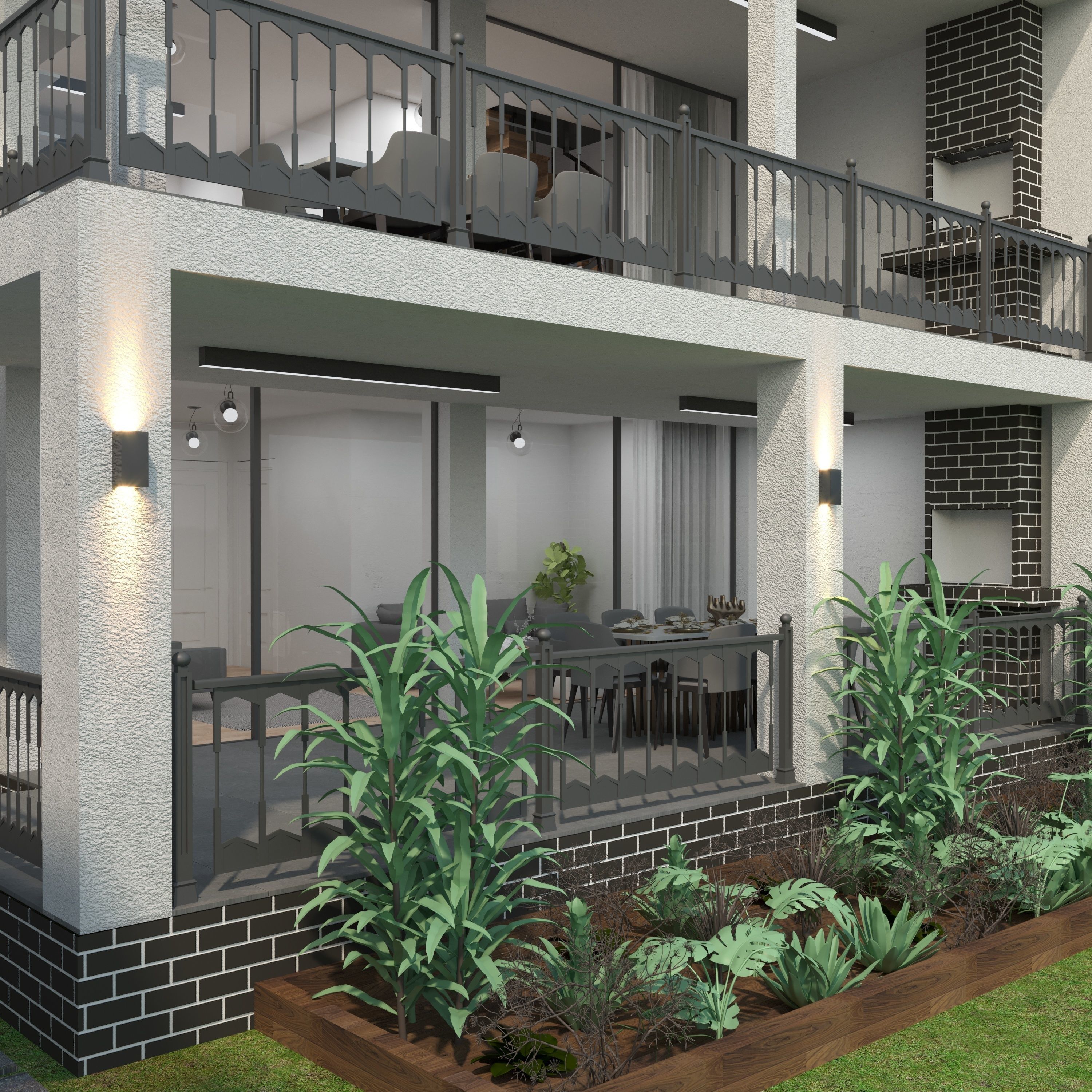 MODERN HOUSE CORONA RENDER EXTEIOR 3D model_2