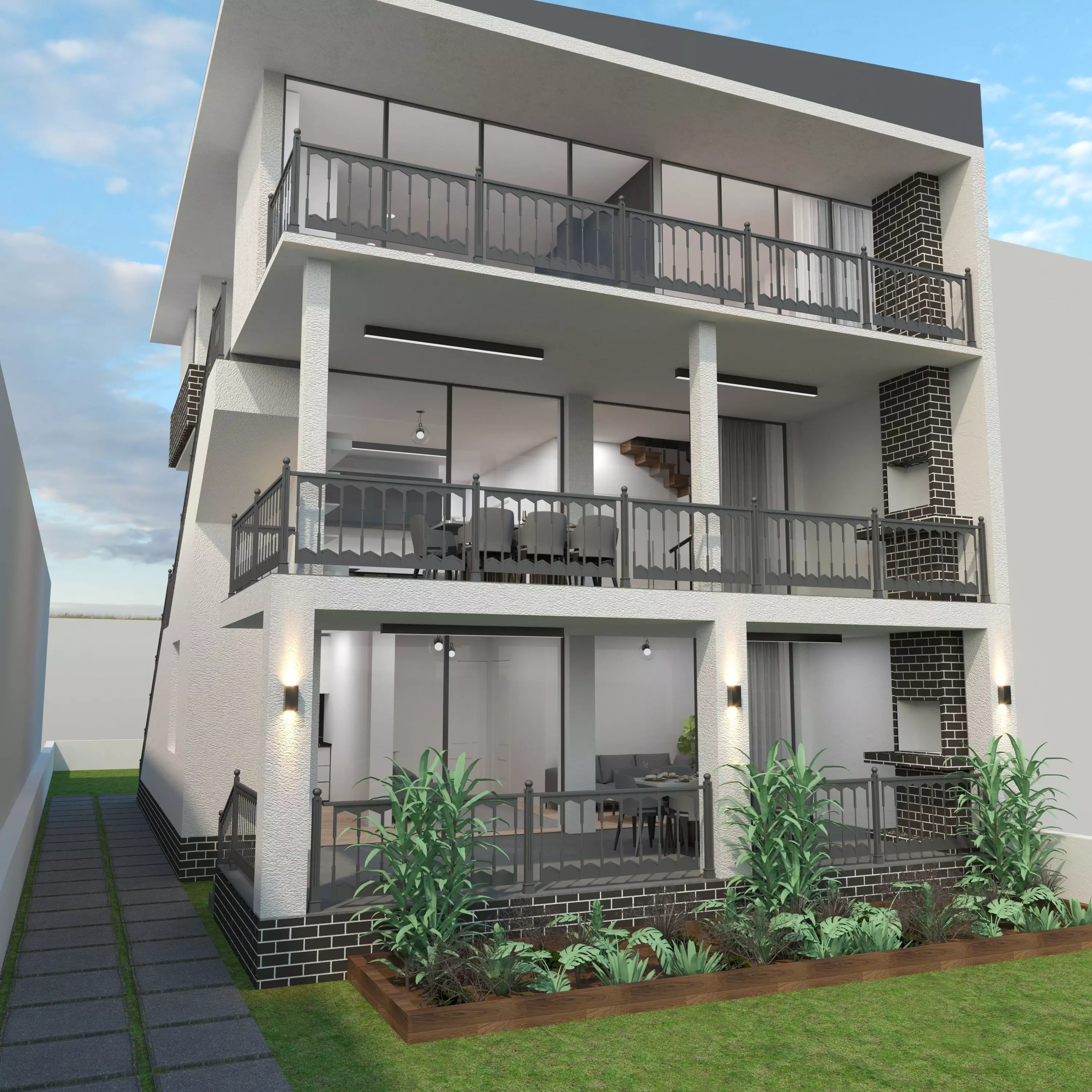 MODERN HOUSE CORONA RENDER EXTEIOR 3D model_0