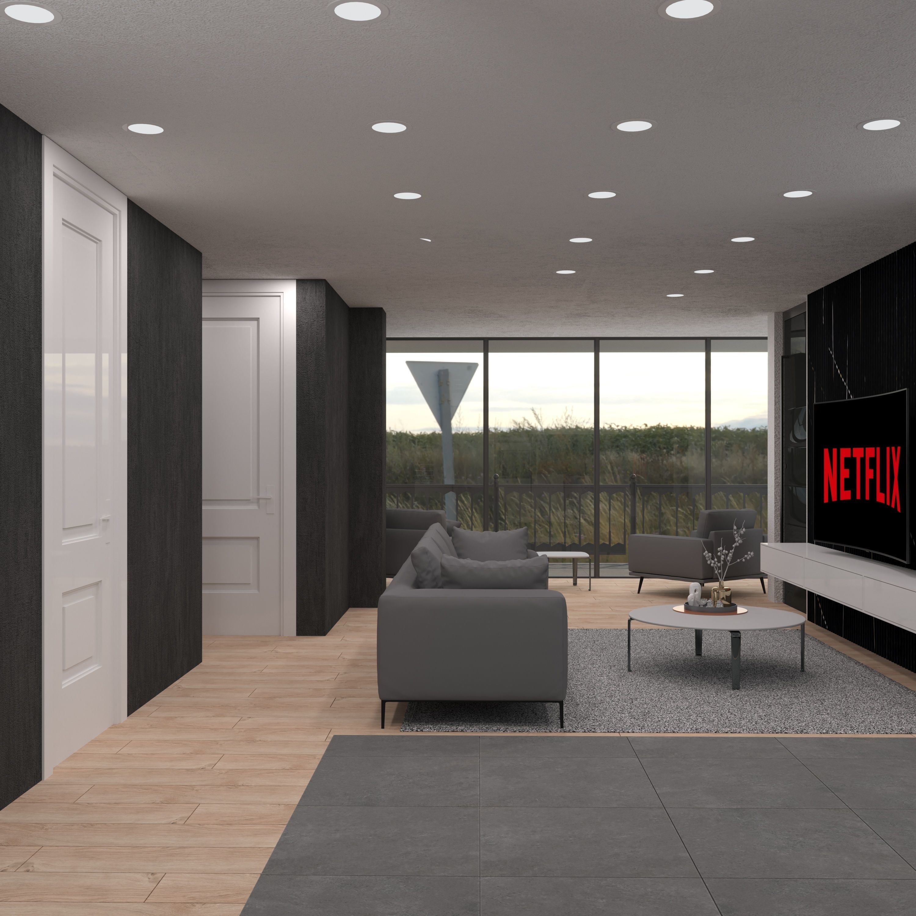 MODERN HOUSE CORONA RENDER EXTEIOR 3D model_6